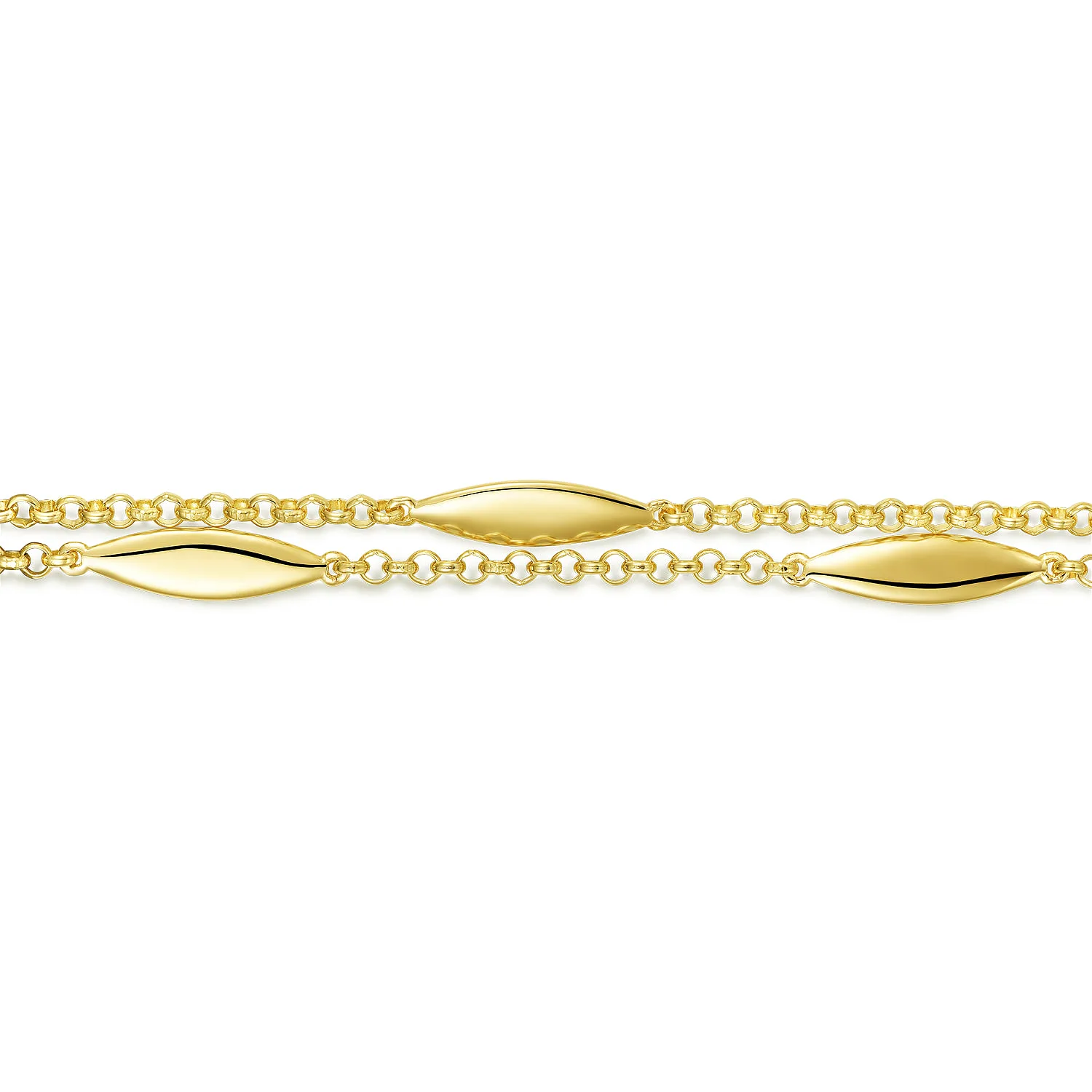 Multi Row Bracelet with Casted Stations in 14K Yellow Gold, photograph 2