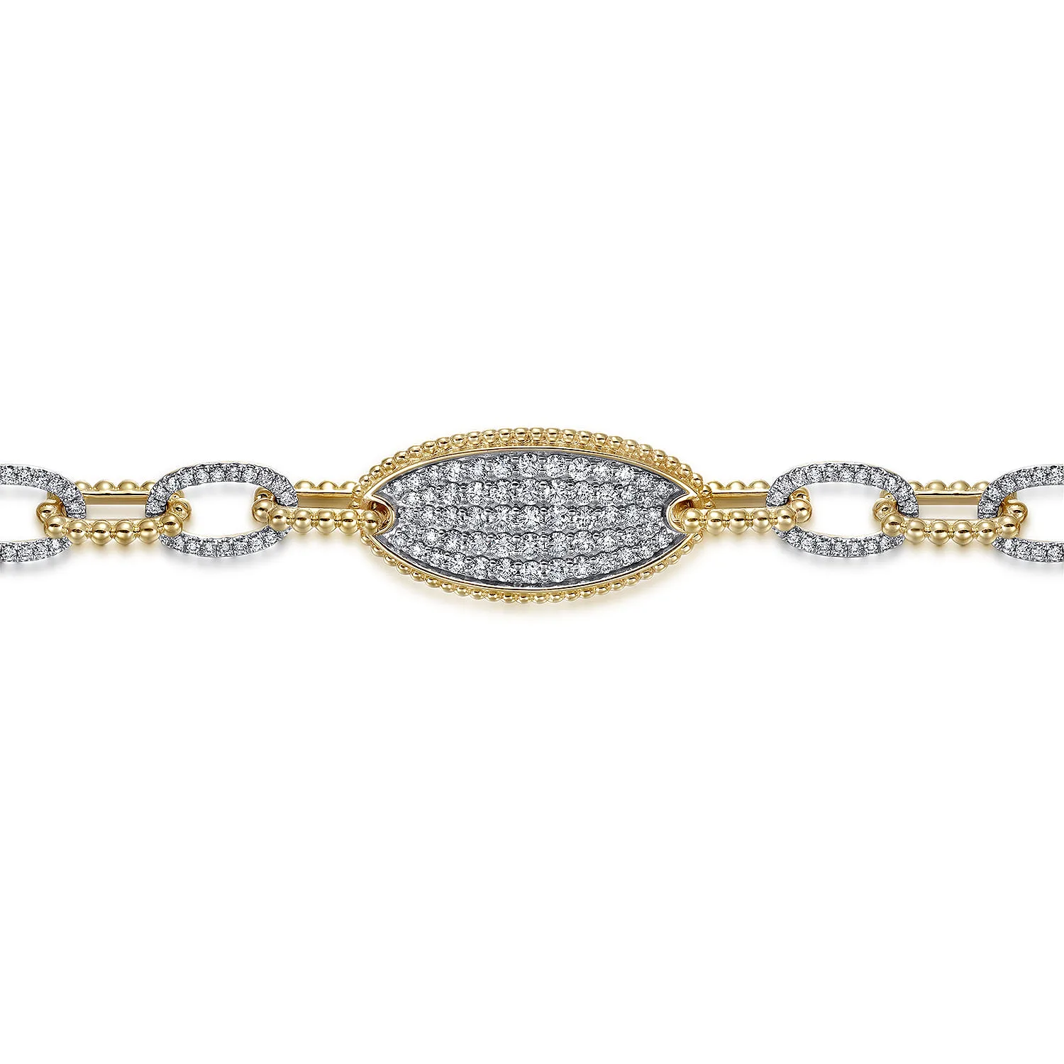 Bujukan and Diamond Link Chain Bracelet in 14K Yellow Gold, photograph 2