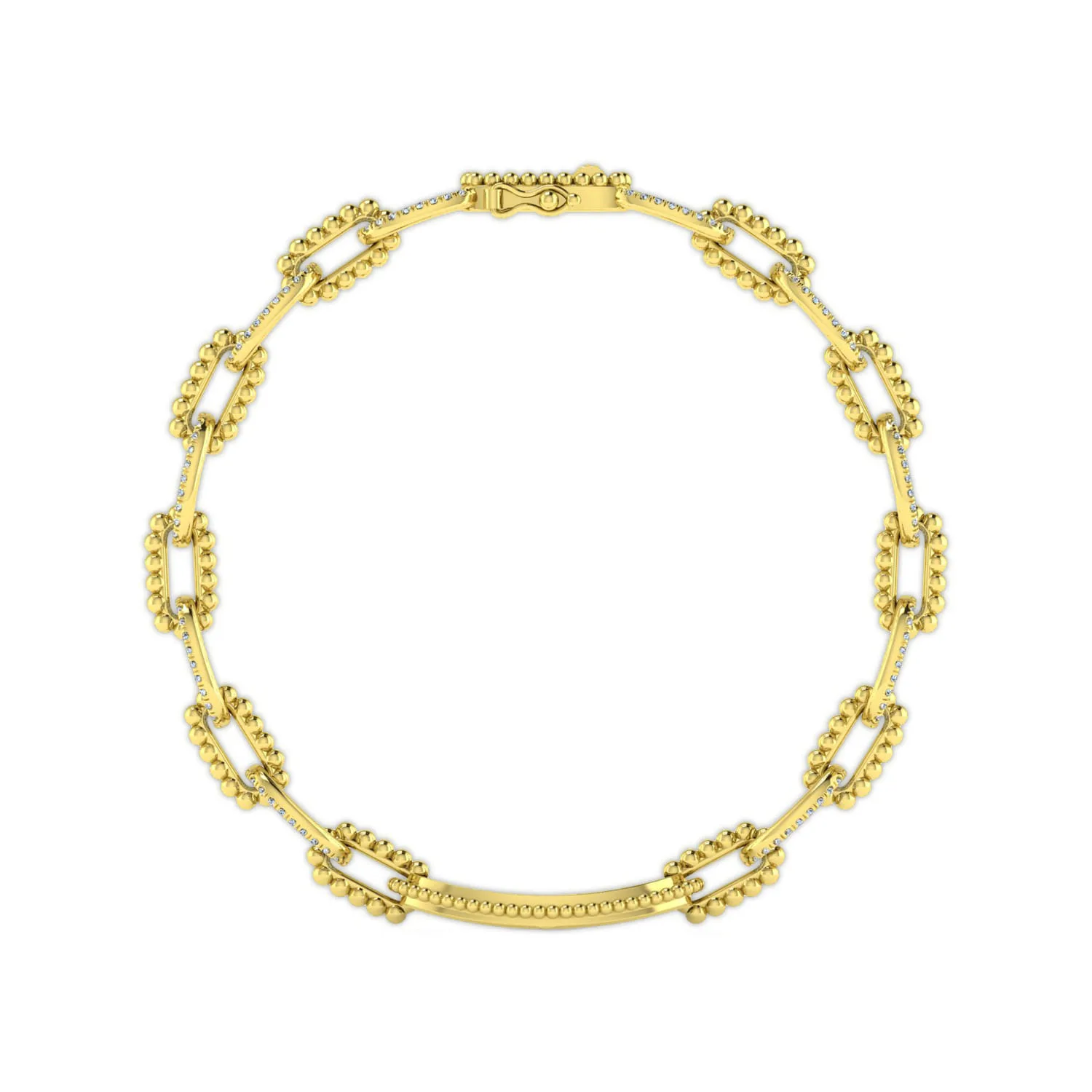 Bujukan and Diamond Link Chain Bracelet in 14K Yellow Gold, photograph 3