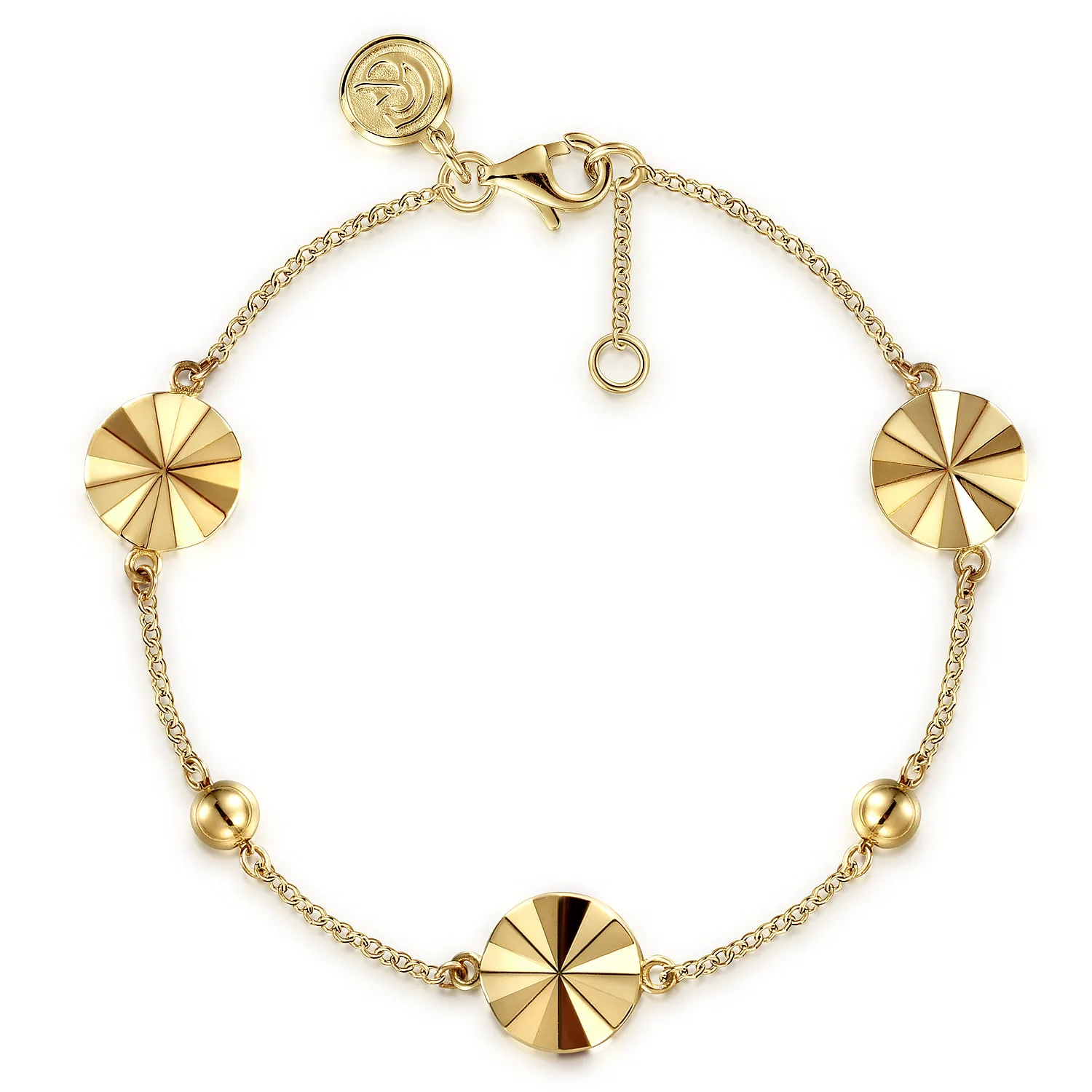 Diamond Cut Disk Station Tennis Bracelet
