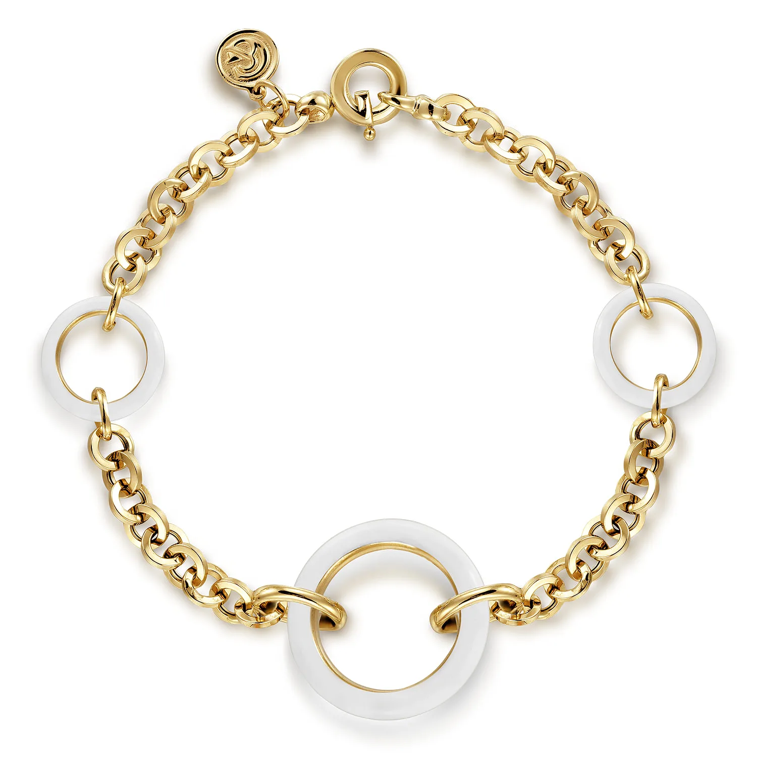 Hollow Tube Link Bracelet with Enamel