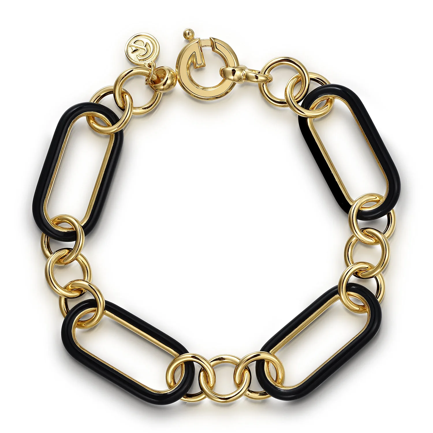 Hollow Tube Link Bracelet with Enamel