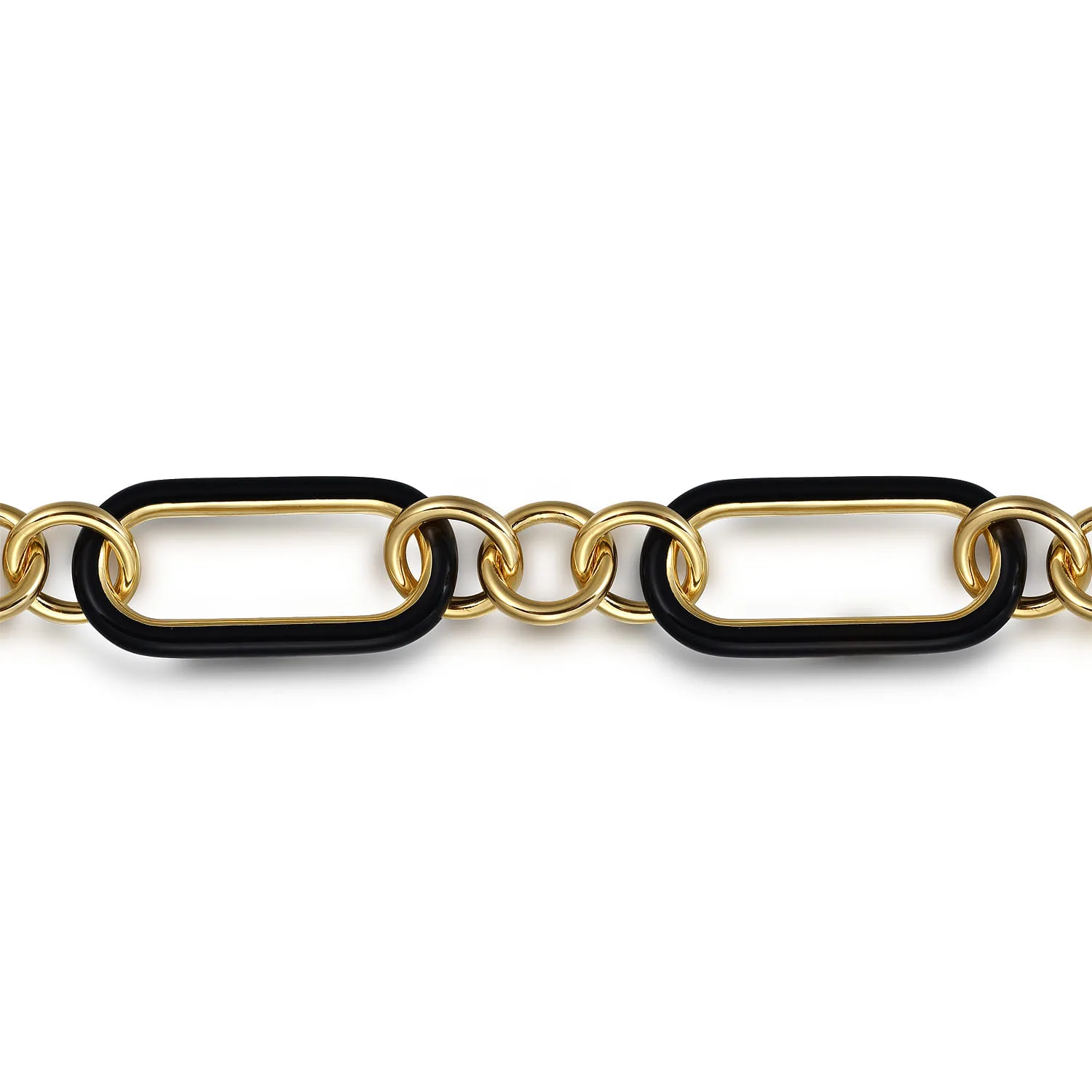Hollow Tube Link Bracelet with Enamel in 14K Yellow Gold, photograph 2
