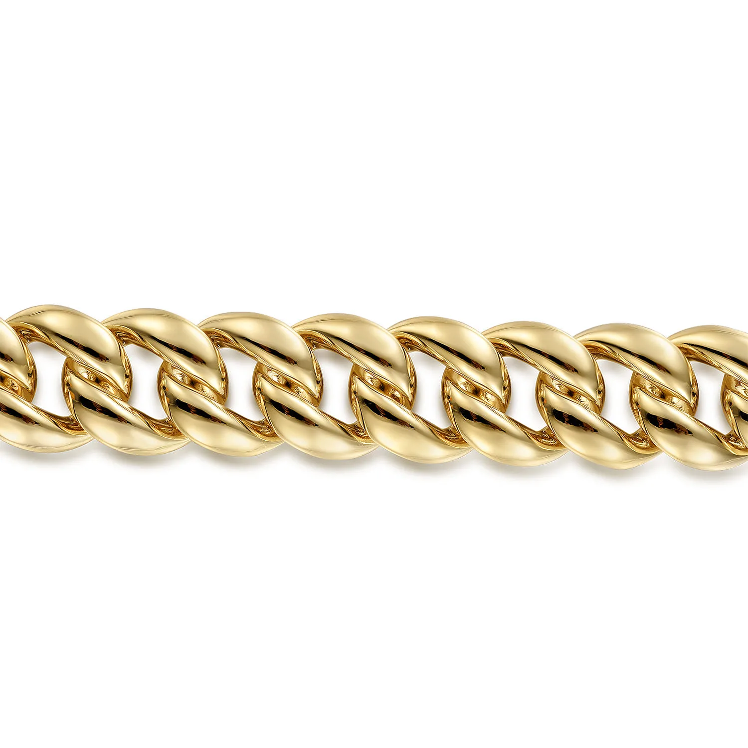 14mm Hollow Cuban Link Tennis Bracelet in 14K Yellow Gold, photograph 2