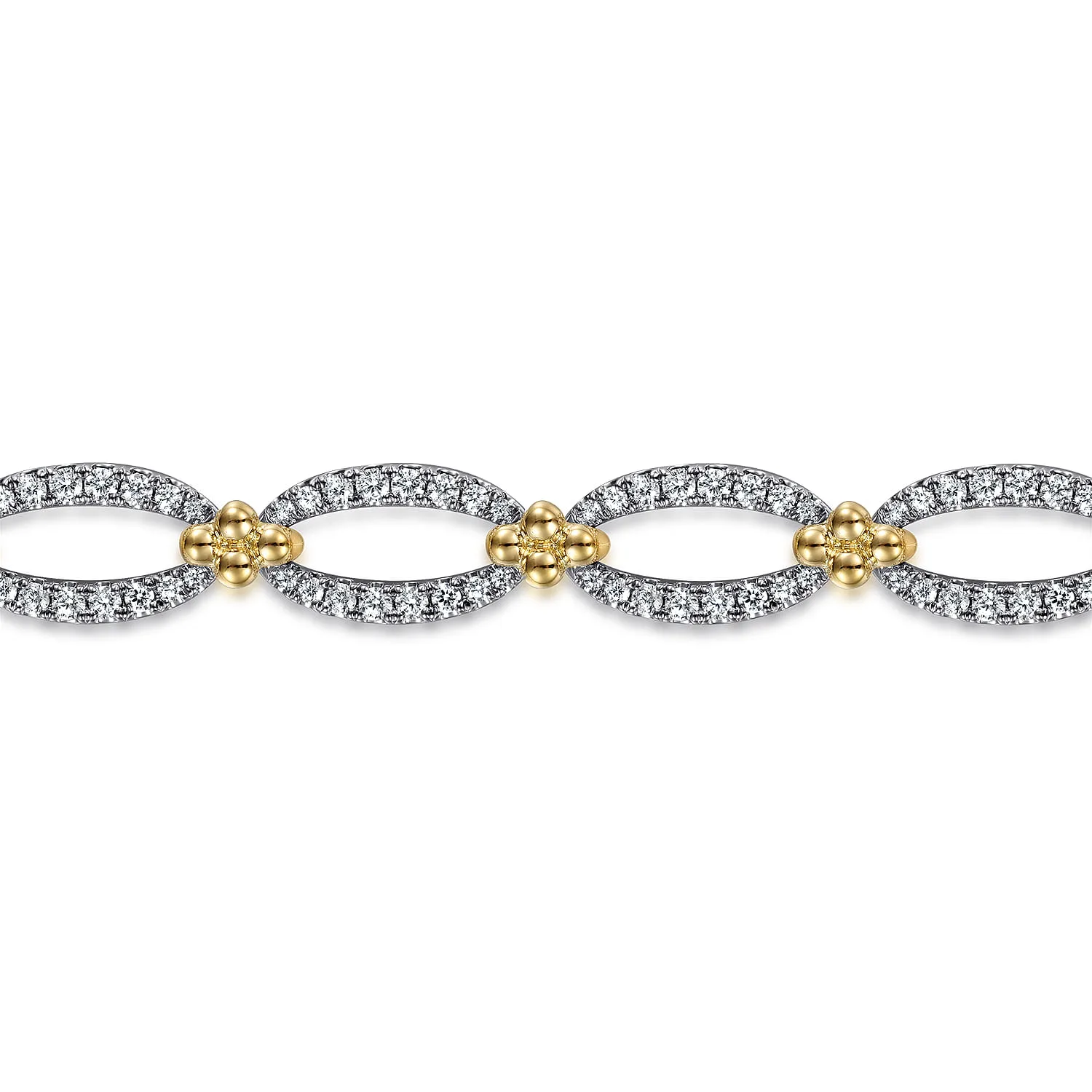 7inch Diamond Link Bracelet in 14K White/Yellow Gold, photograph 2