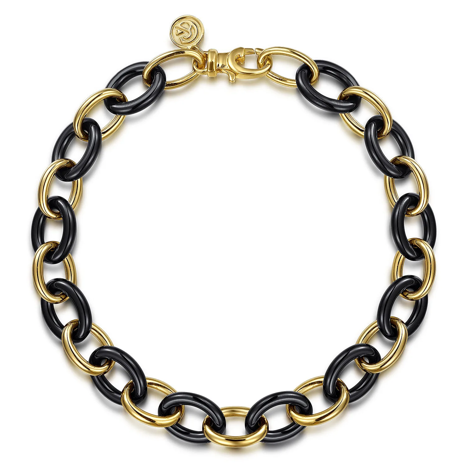 Hollow Tube and Black Ceramic Tennis Bracelet