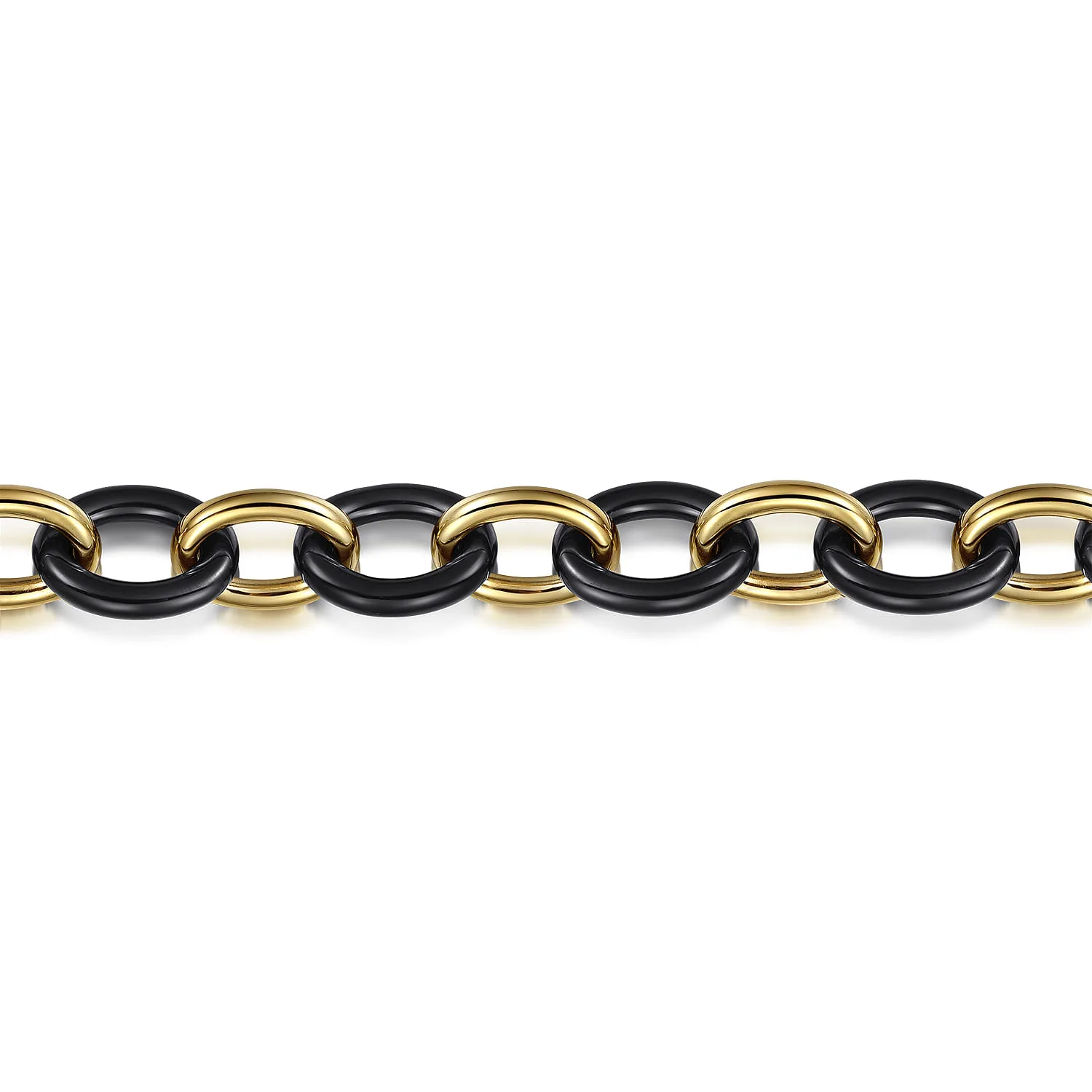 Hollow Tube and Black Ceramic Tennis Bracelet in 14K Yellow Gold, photograph 2