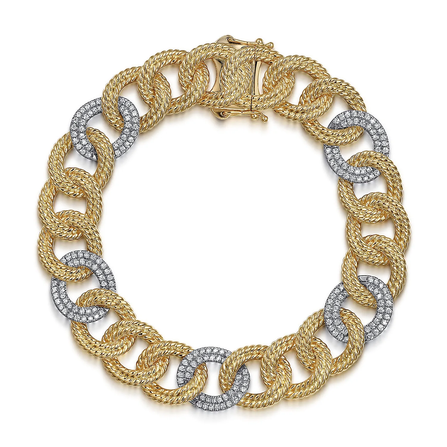 Diamond Rope Link Chain Bracelet in 14K Yellow Gold