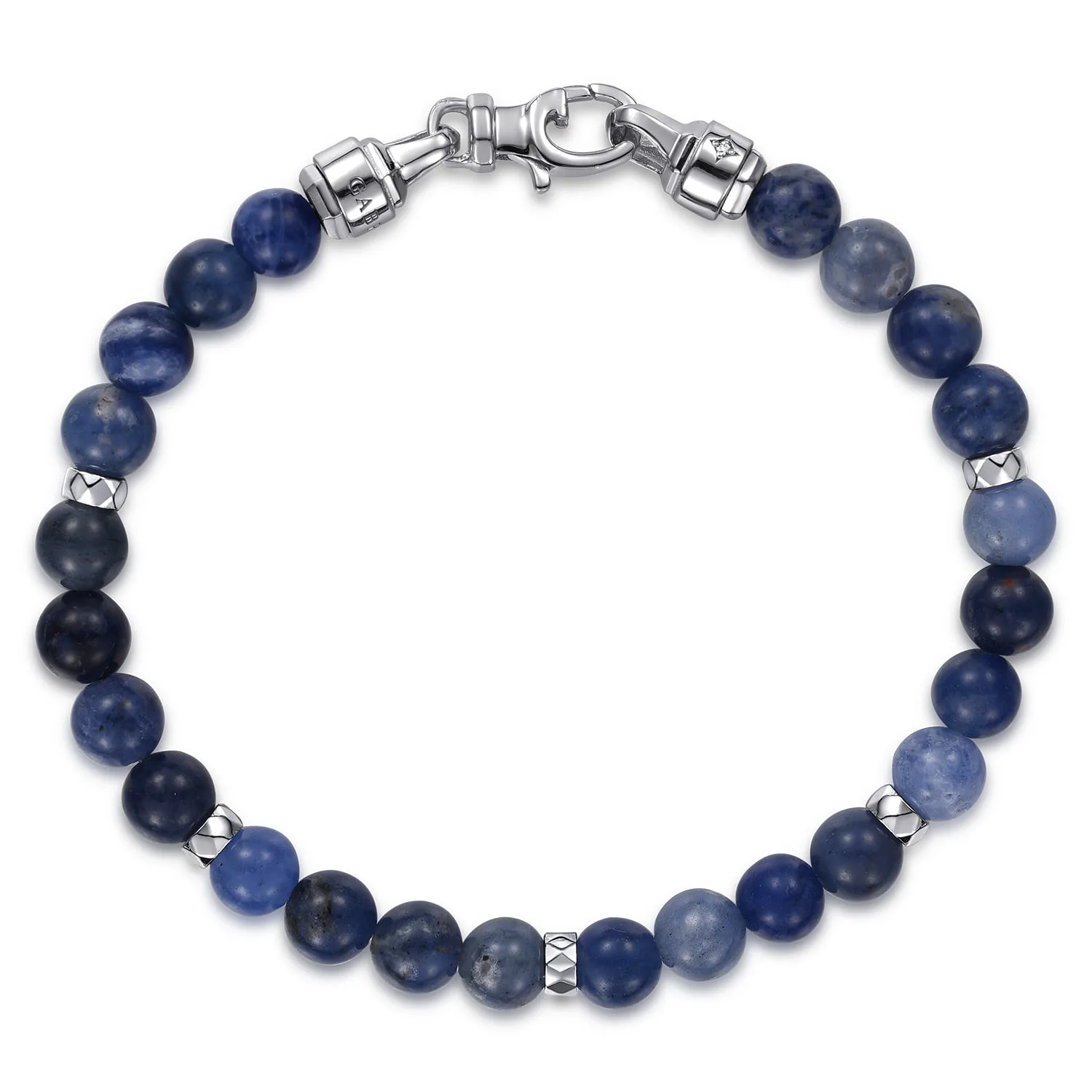 Diamonds Do Good 6mm Blue Sodalite Bead and Diamond Bracelet