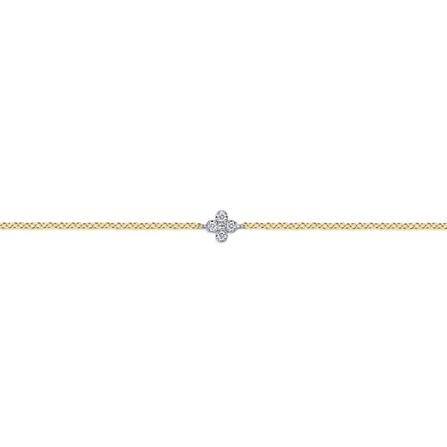 Diamond Clover Bracelet in 14K White/Yellow Gold, photograph 2