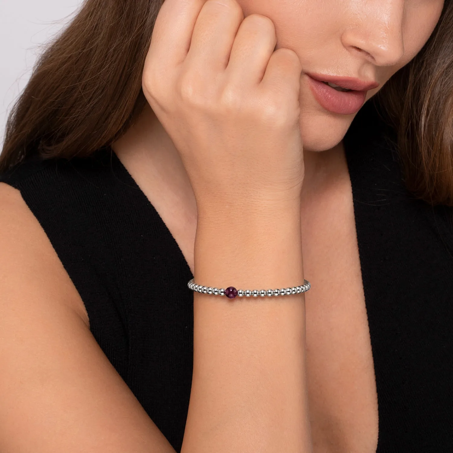 Bujukan Beaded Garnet Bracelet in Sterling Silver, photograph 3