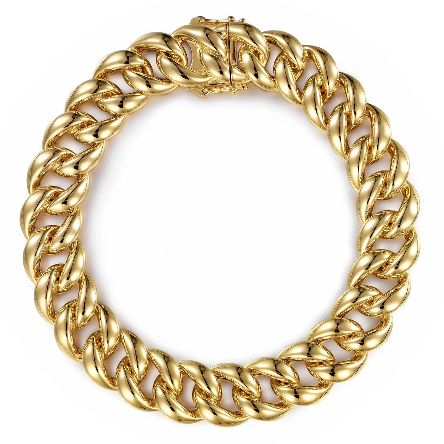 12mm Width Classic Plain Men's Cuban Bracelet
