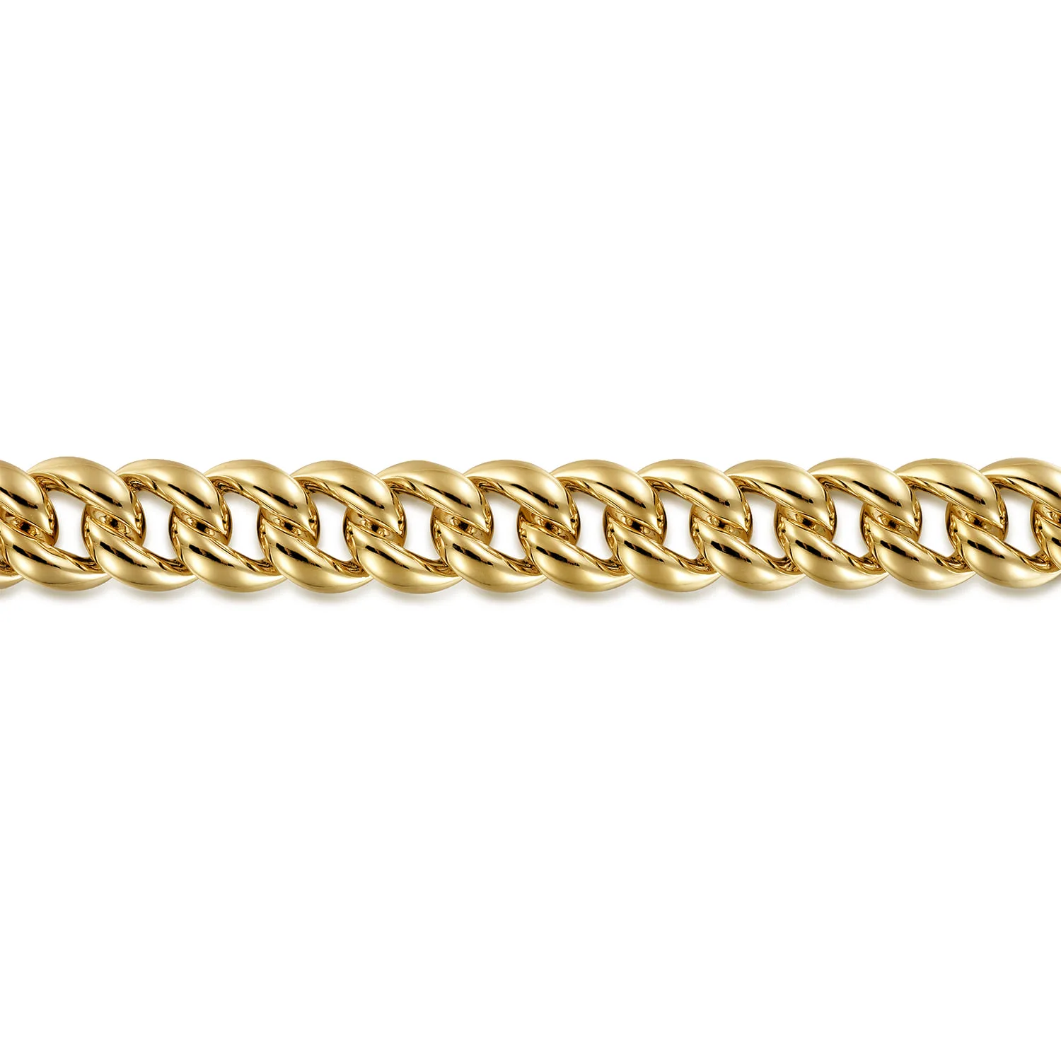 10mm Width Classic Plain Men's Cuban Bracelet in 14K Yellow Gold, photograph 2