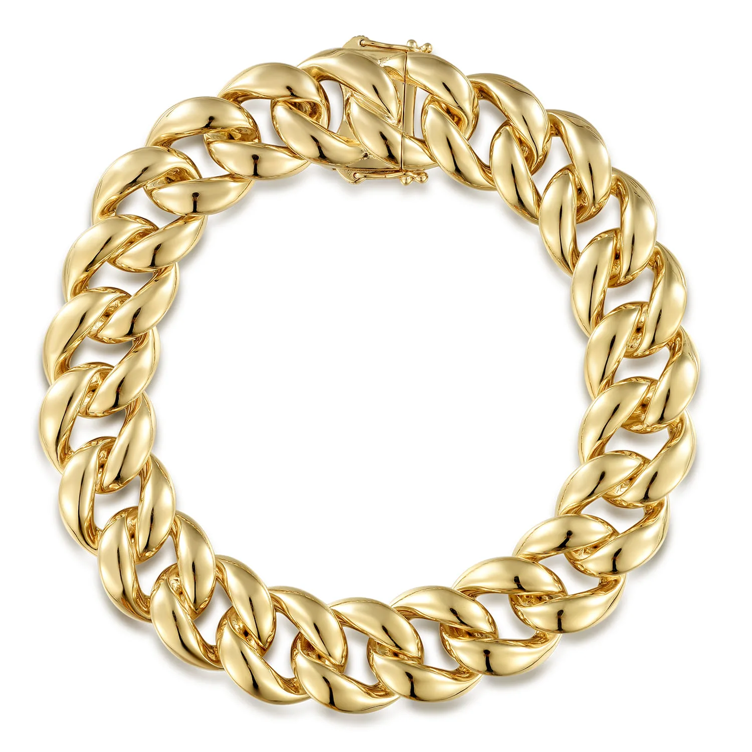 14mm Hollow Classic Plain Men's Cuban Link Chain Bracelet