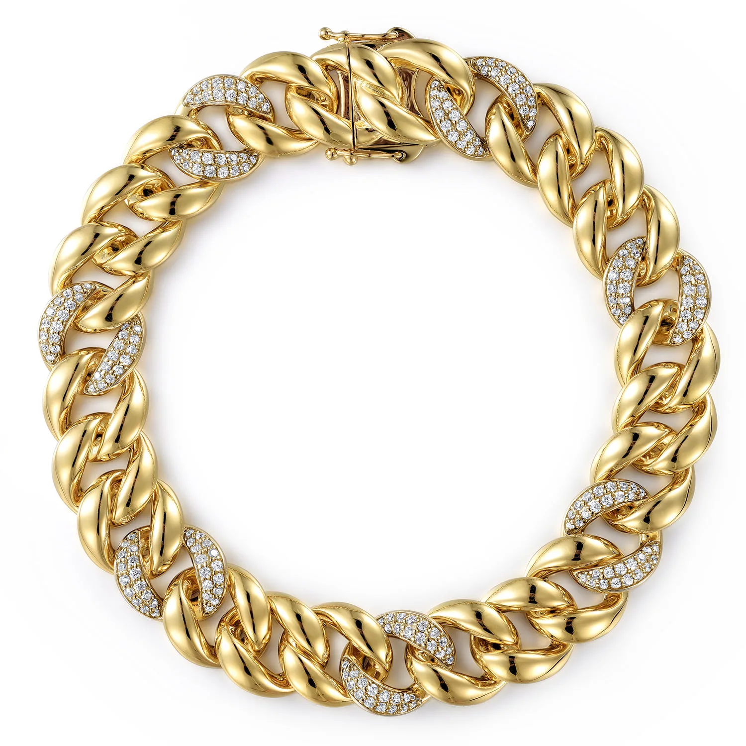 12mm Width Classic Diamond Men's Cuban Bracelet