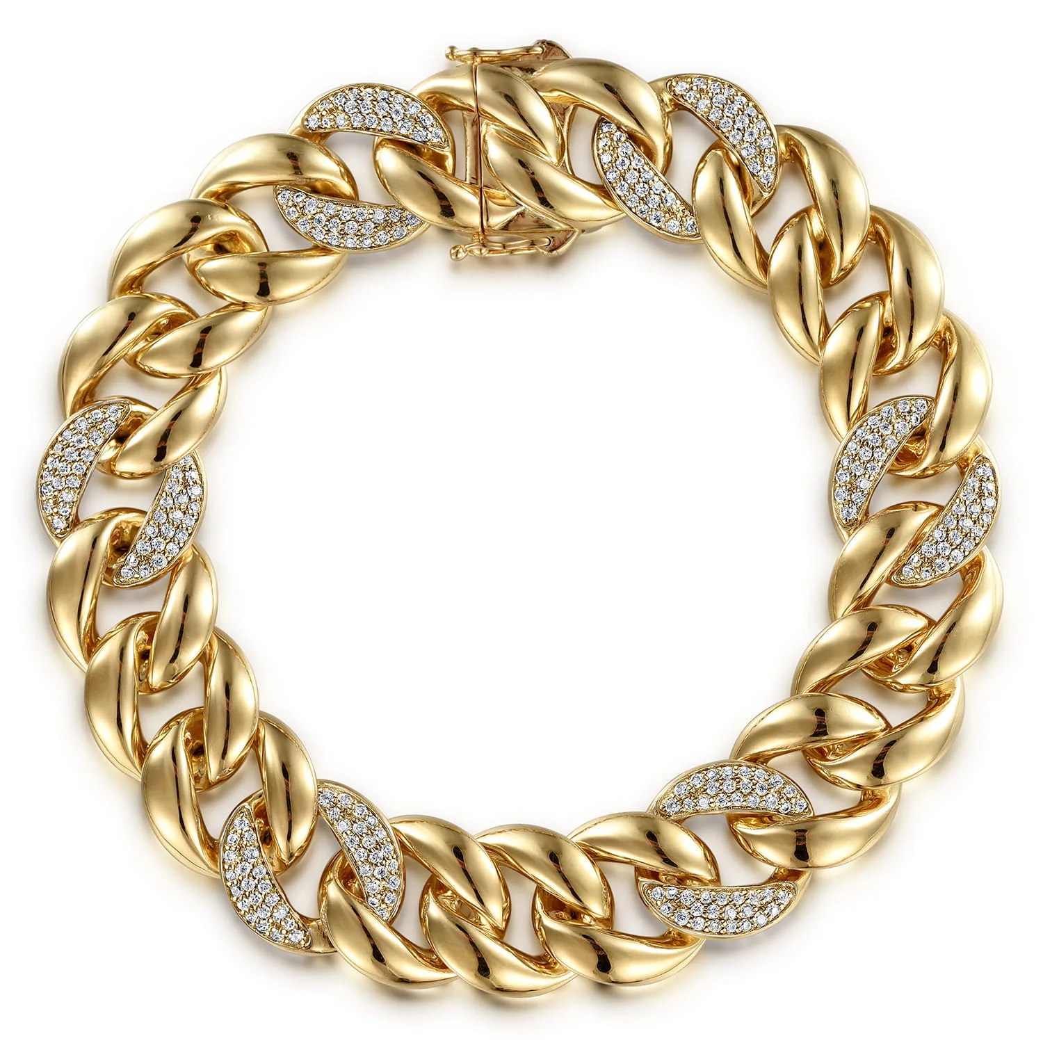 14mm Width Classic Diamond Men's Cuban Bracelet