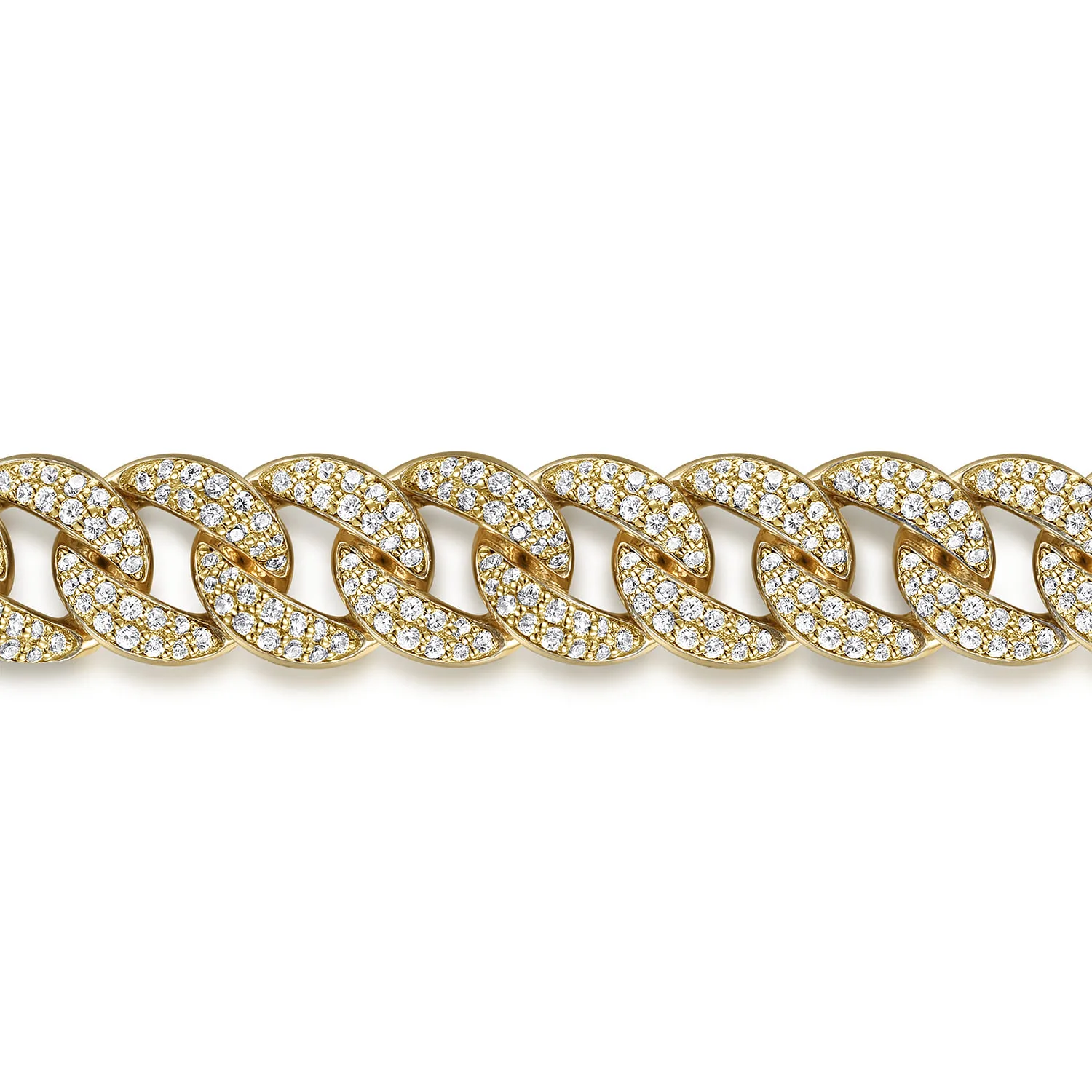 10mm Width Classic Diamond Men's Cuban Bracelet in 14K Yellow Gold, photograph 2