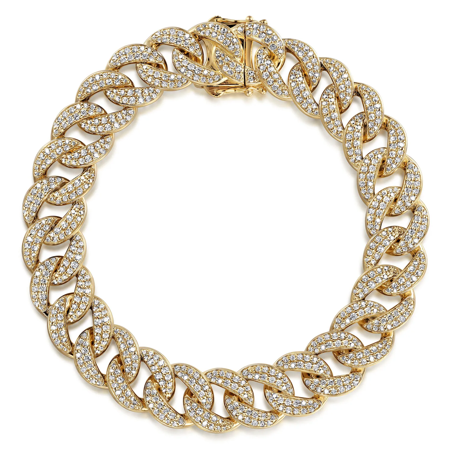 12mm Width Classic Diamond Men's Cuban Bracelet