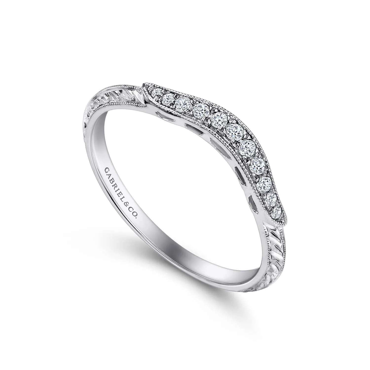 Diamond Matching Wedding Band in 14K White Gold, photograph 2