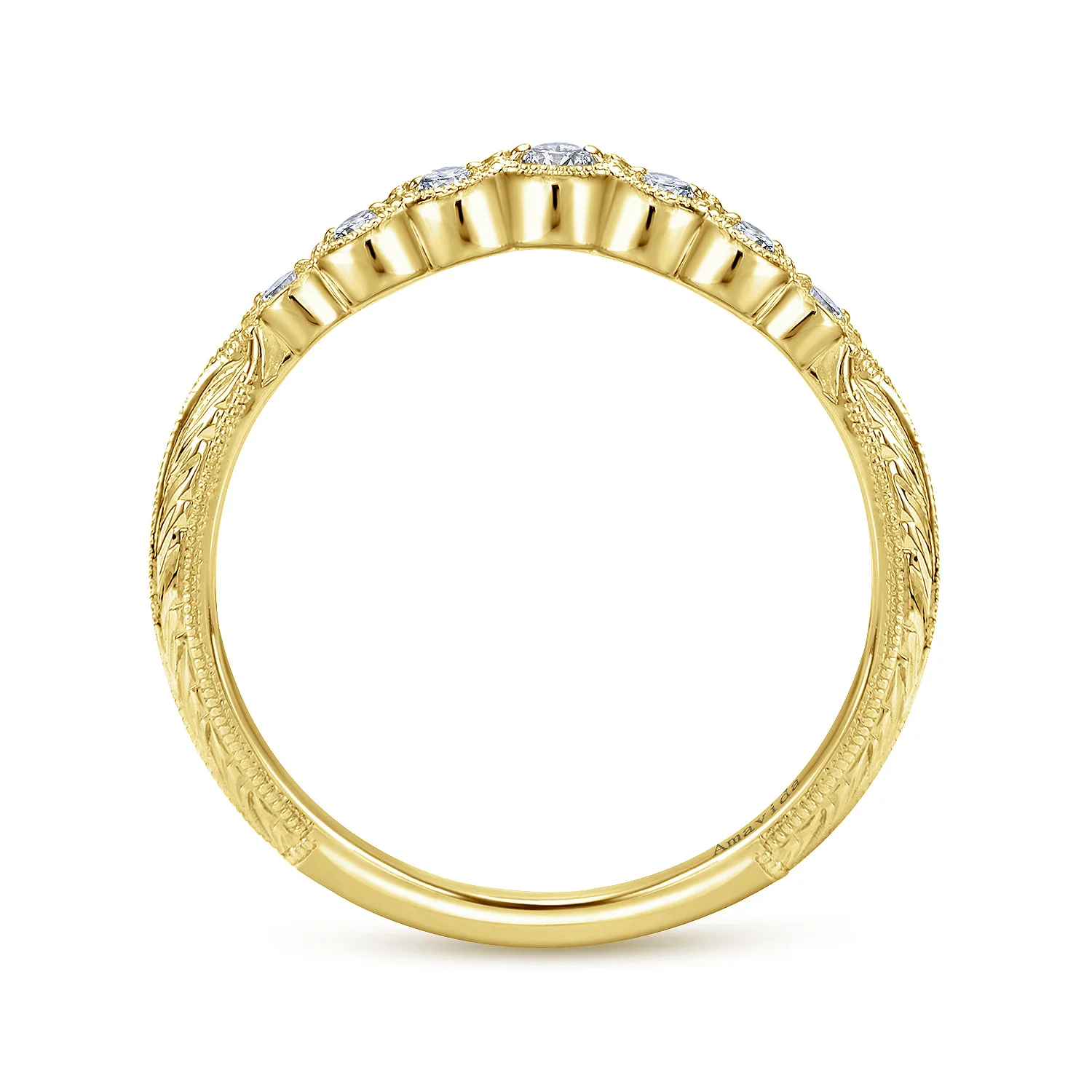 Diamond Matching Wedding Band in 18K Yellow Gold, photograph 2