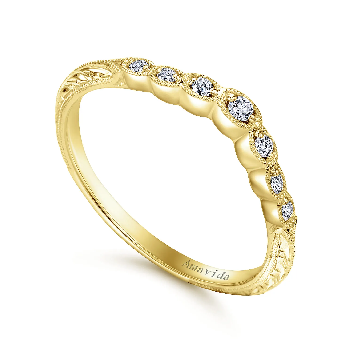 Diamond Matching Wedding Band in 18K Yellow Gold, photograph 3