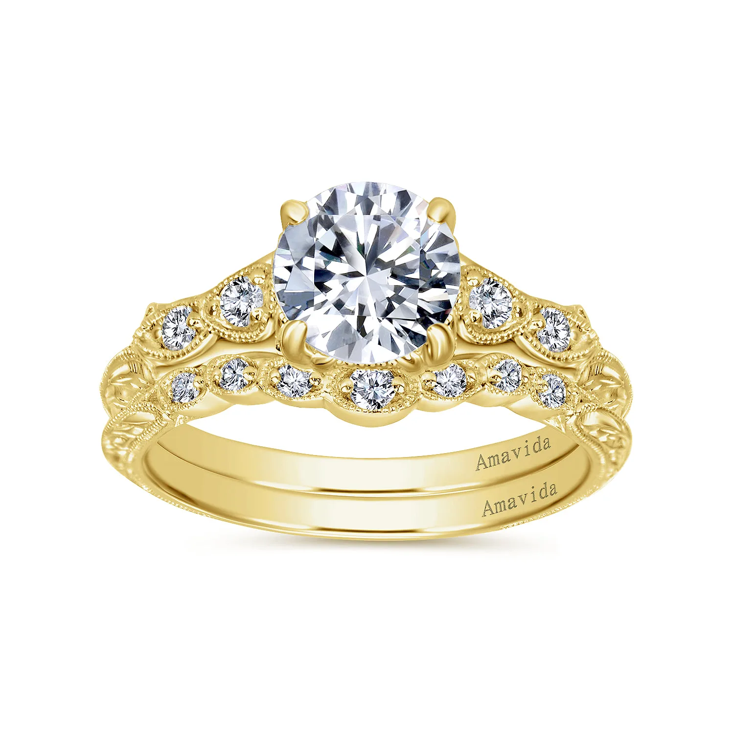 Diamond Matching Wedding Band in 18K Yellow Gold, photograph 4