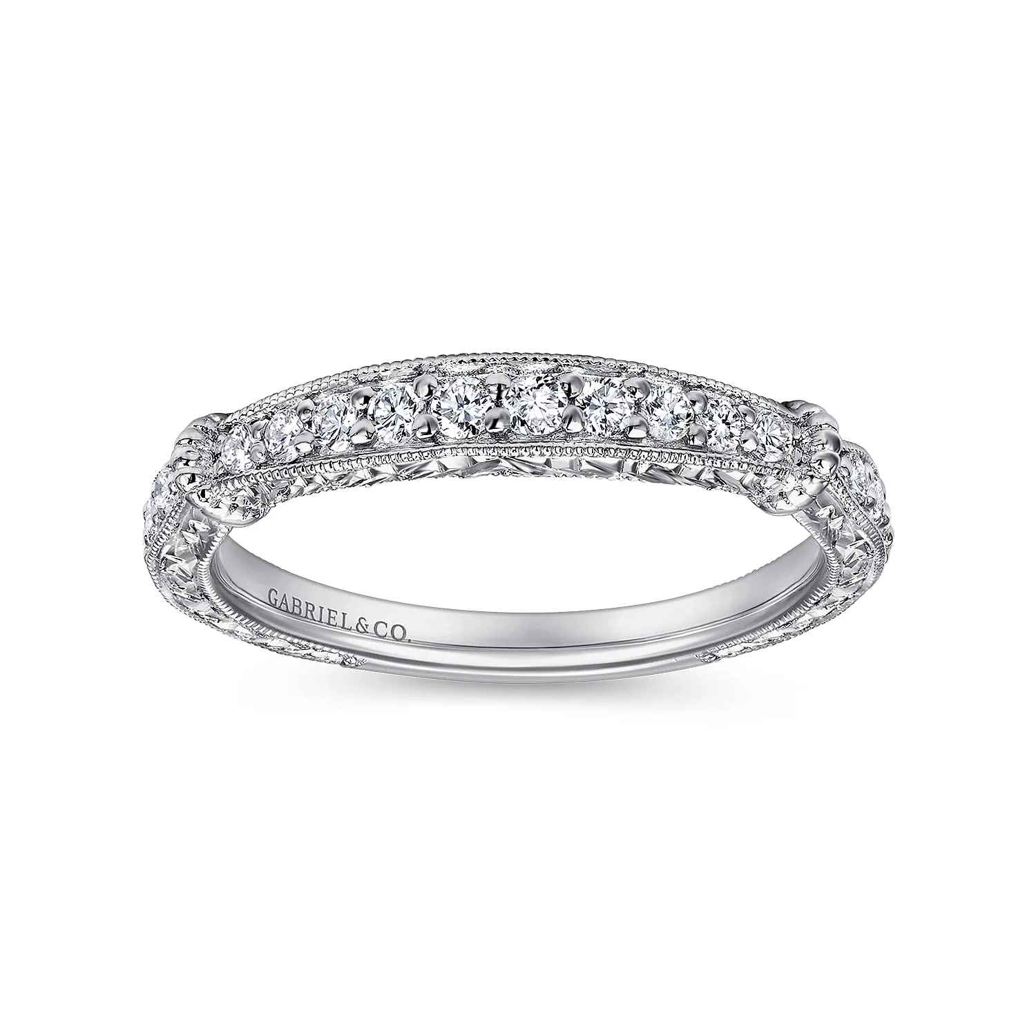 Diamond Matching Wedding Band in 14K White Gold, photograph 5