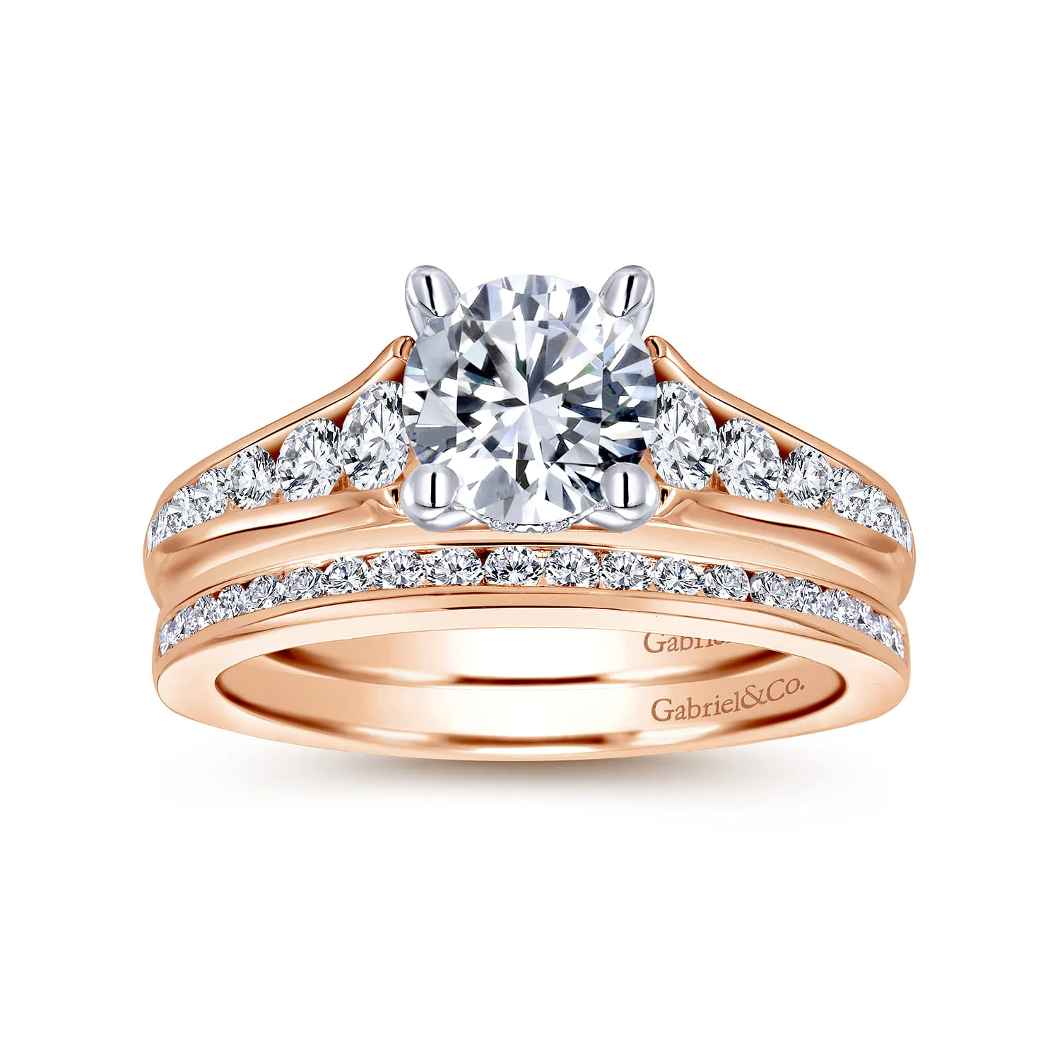 Matching Diamond Wedding Band in 14K Rose Gold, photograph 4