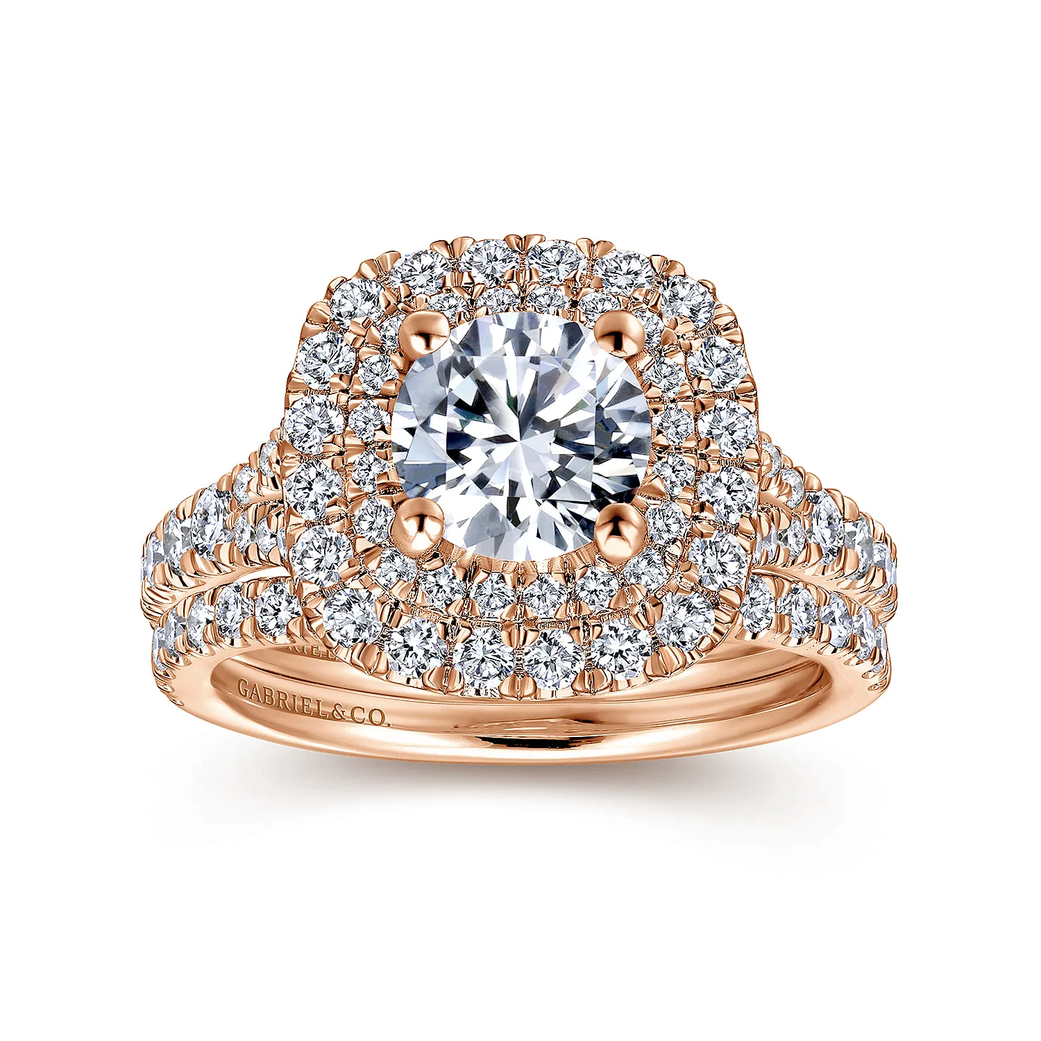 Matching Diamond Wedding Band in 14K Rose Gold, photograph 4
