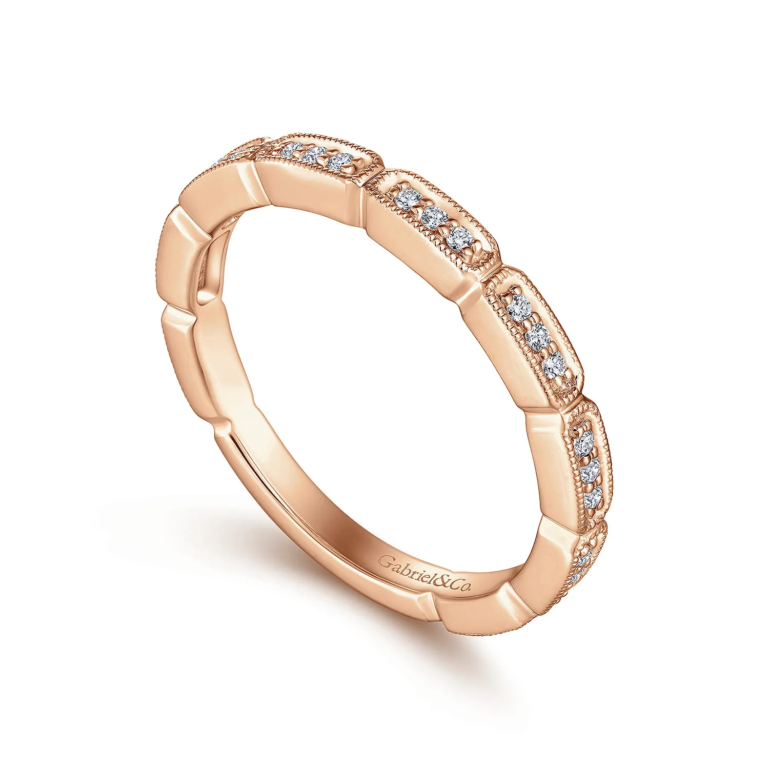 Matching Diamond Wedding Band in 14K Rose Gold, photograph 3