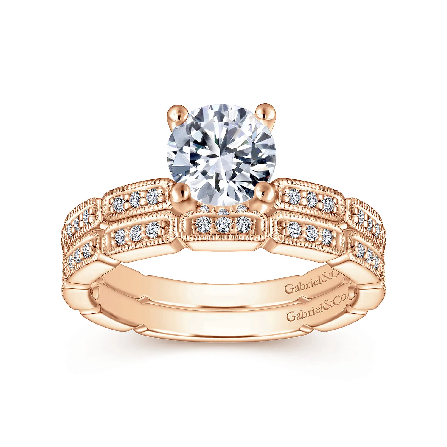 Matching Diamond Wedding Band in 14K Rose Gold, photograph 4