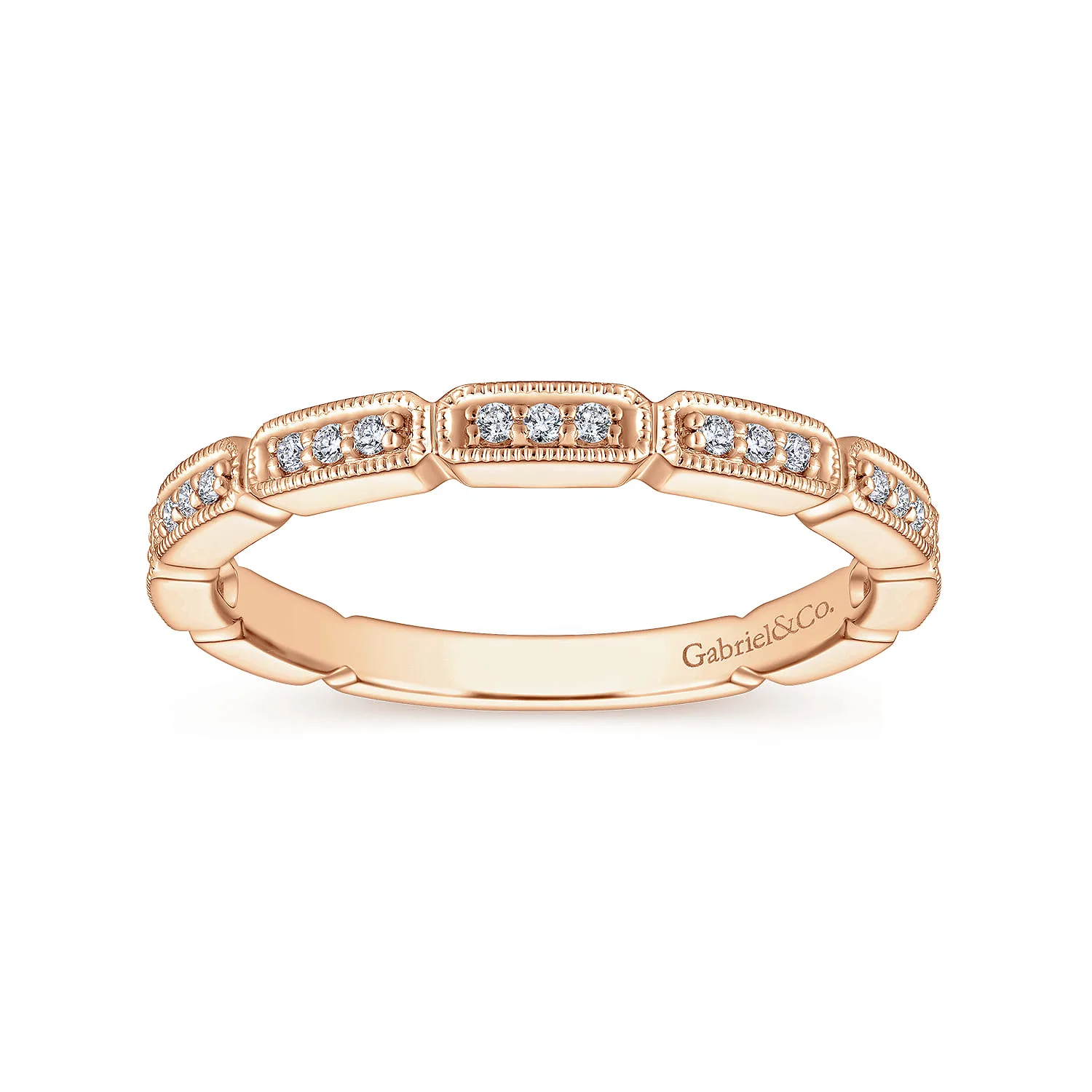 Matching Diamond Wedding Band in 14K Rose Gold, photograph 5