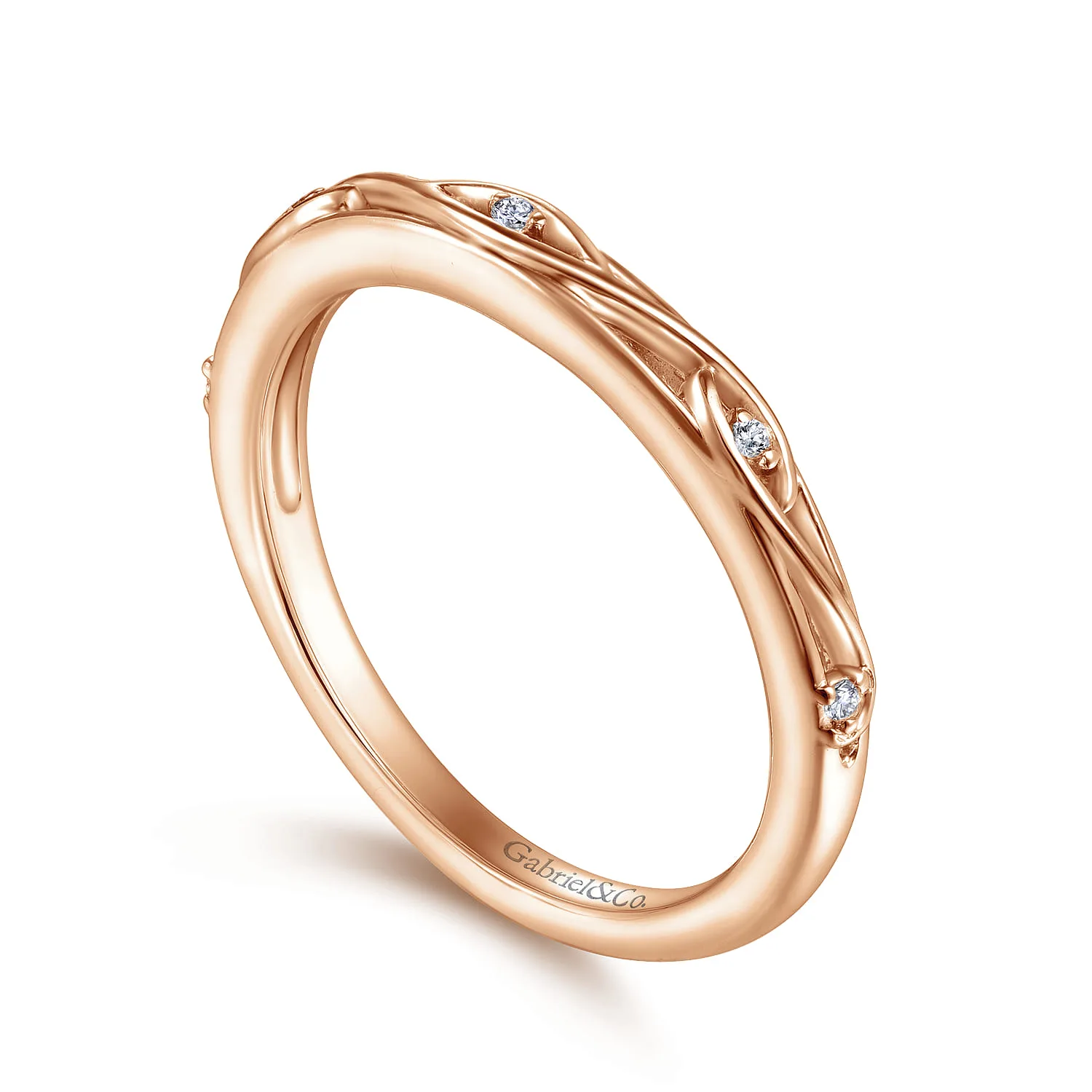 Matching Diamond Wedding Band in 14K Rose Gold, photograph 3