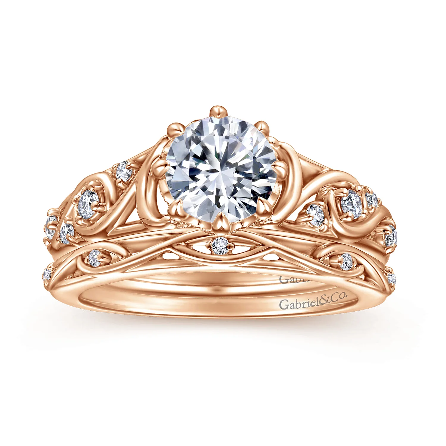 Matching Diamond Wedding Band in 14K Rose Gold, photograph 4