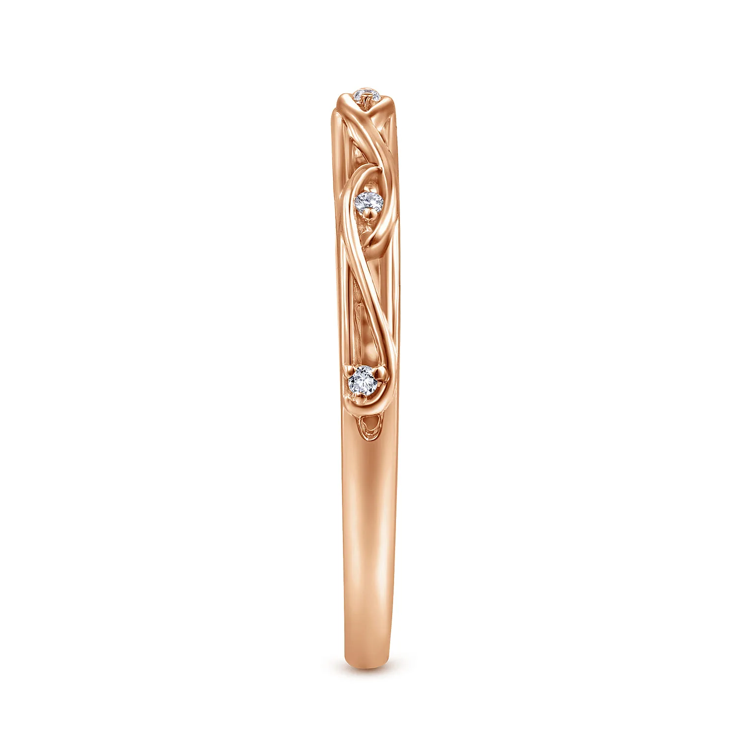 Matching Diamond Wedding Band in 14K Rose Gold, photograph 5