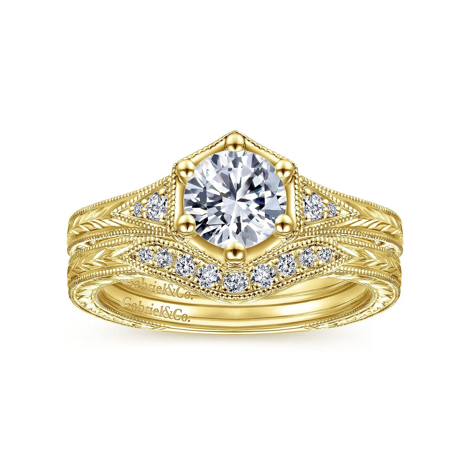 Diamond Matching Wedding Band in 14K Yellow Gold, photograph 4