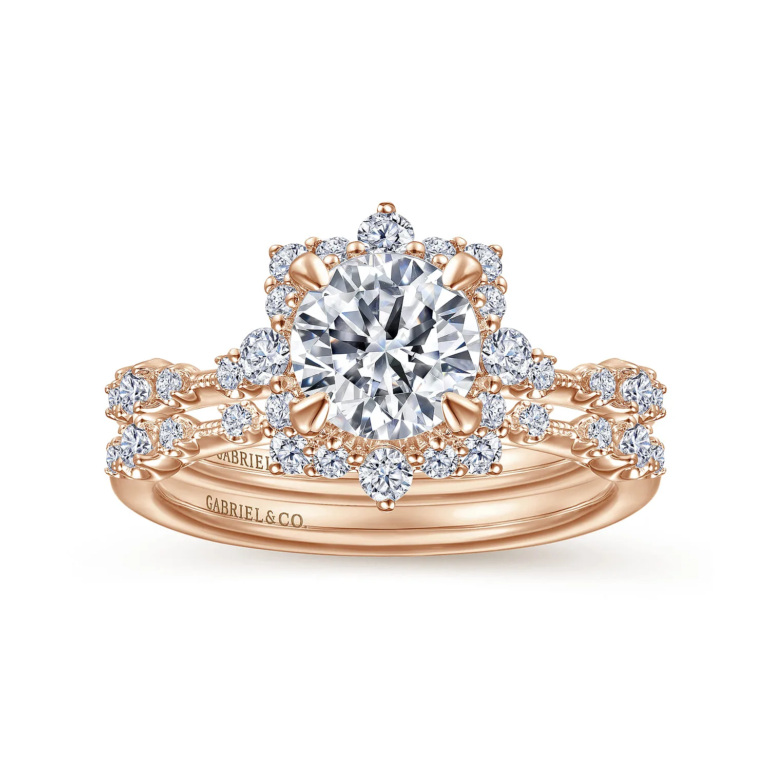 Diamond Matching Wedding Band in 14K Rose Gold, photograph 4