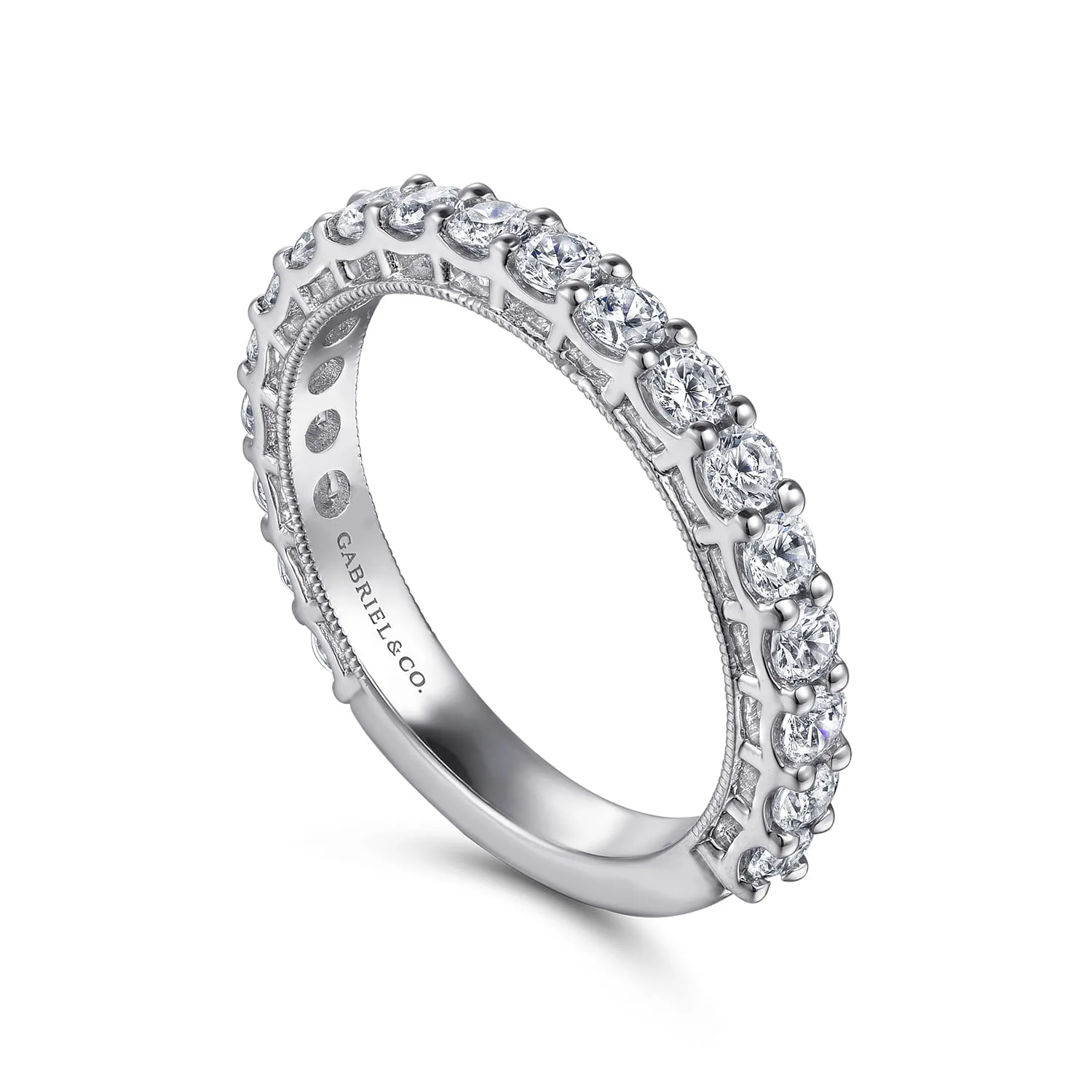 Vintage Diamond Matching Wedding Band in 14K White Gold, photograph 3