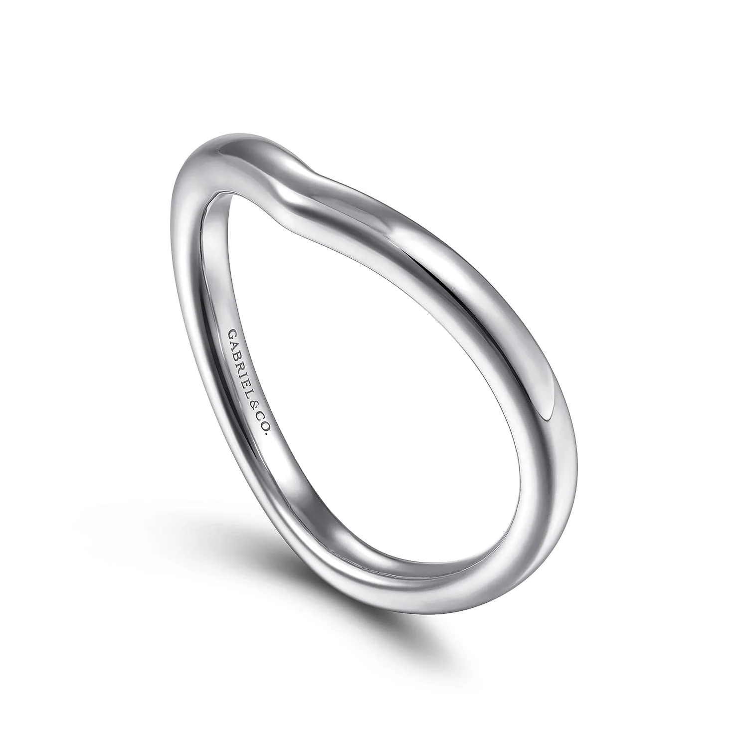 Curved Matching Wedding Band in 14K White Gold, photograph 3