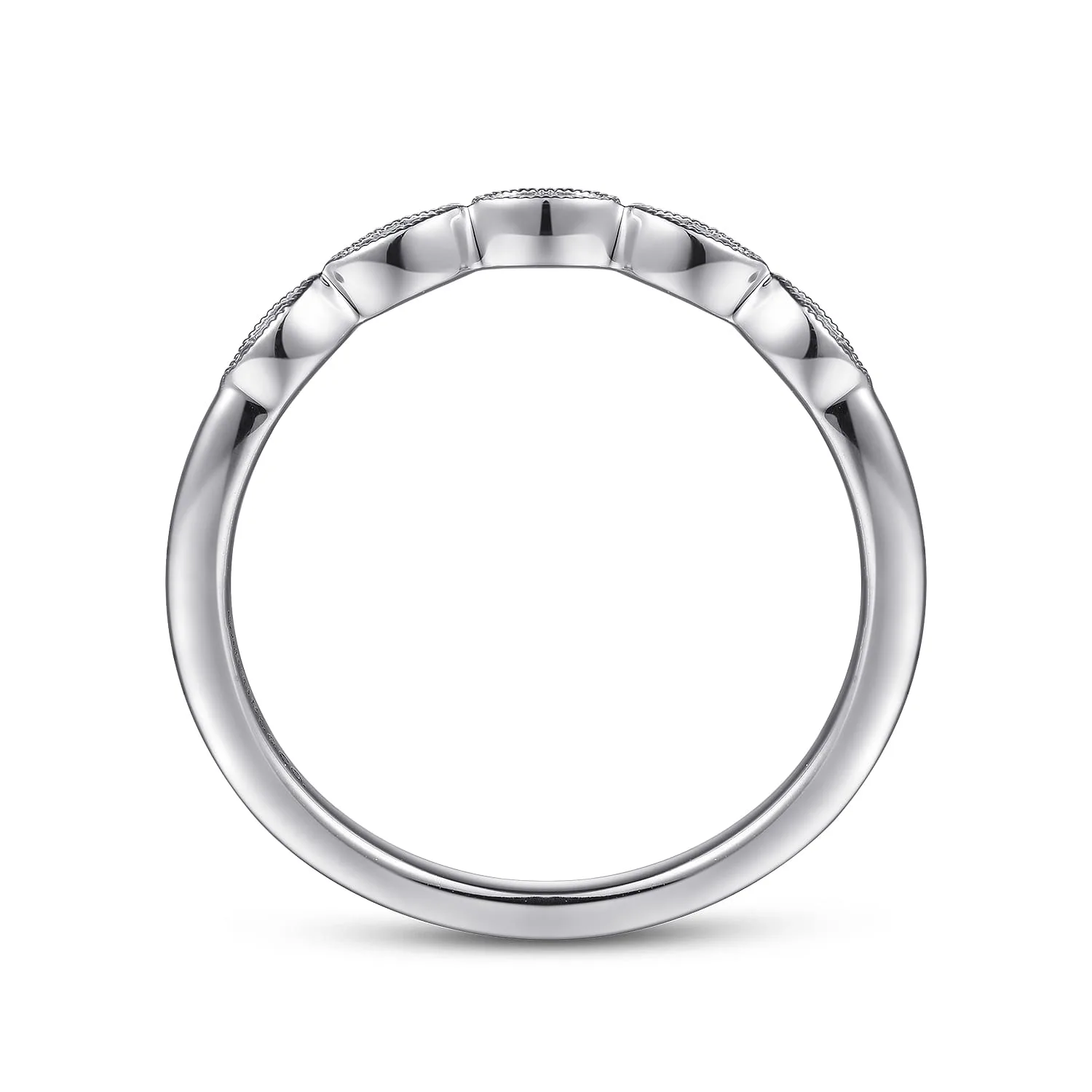 Vintage Diamond Matching Wedding Band in 14K White Gold, photograph 2