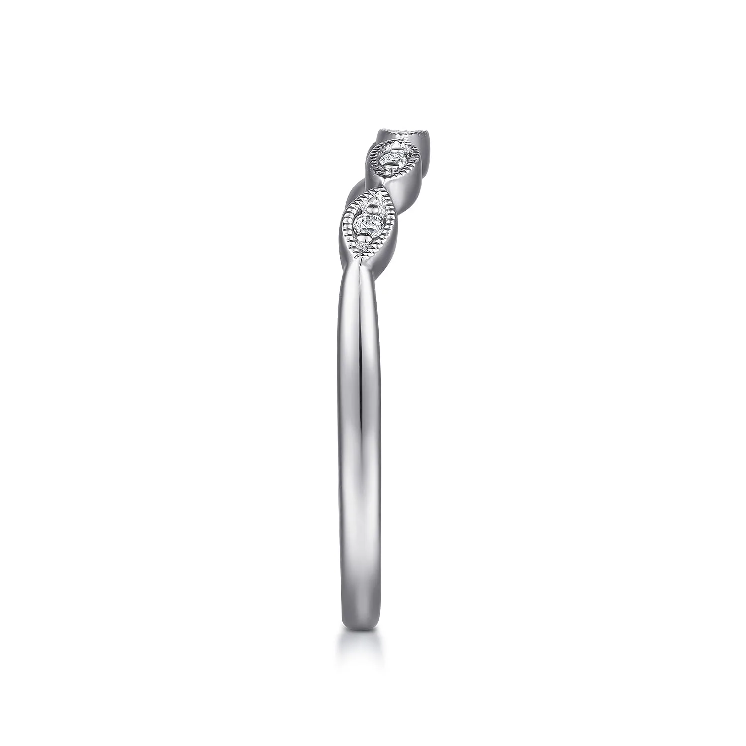 Vintage Diamond Matching Wedding Band in 14K White Gold, photograph 5