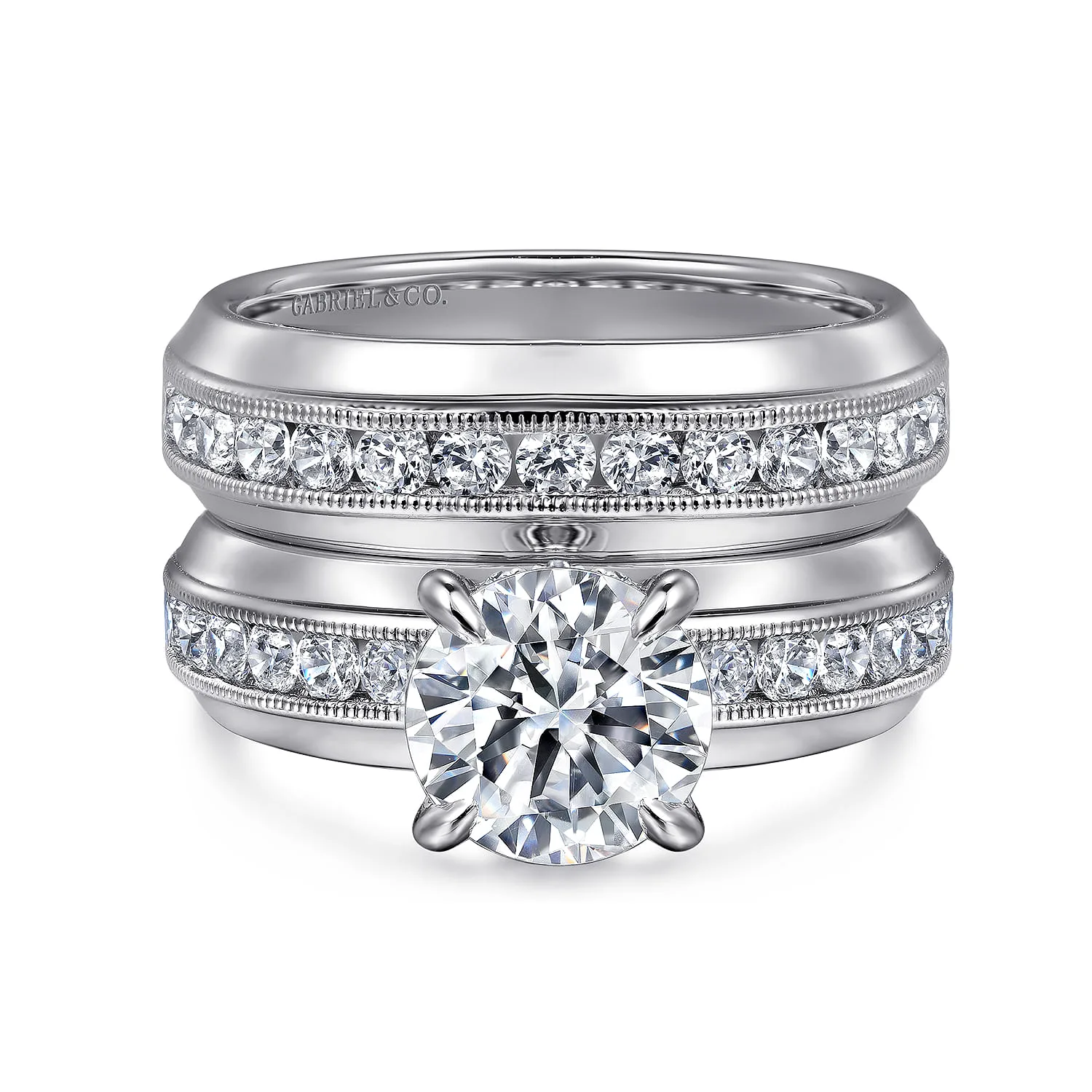Diamond Matching Wedding Band in 14K White Gold, photograph 4