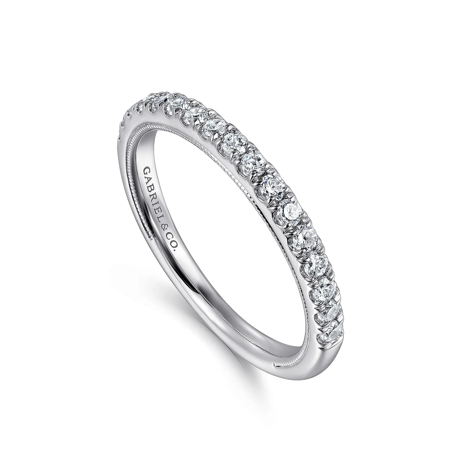 Diamond Wedding Band in 14K White Gold, photograph 3