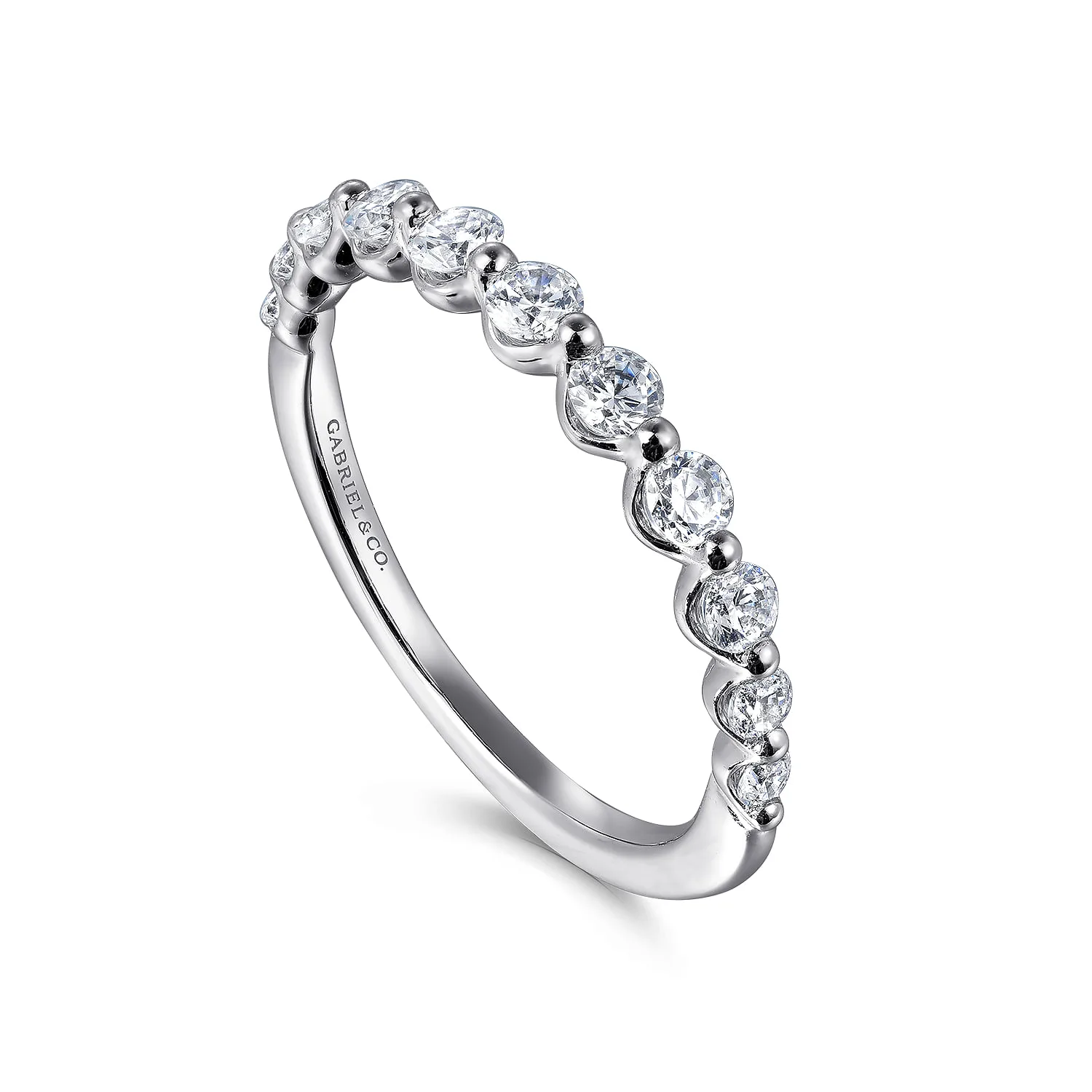 Diamond Wedding Band in 14K White Gold, photograph 3