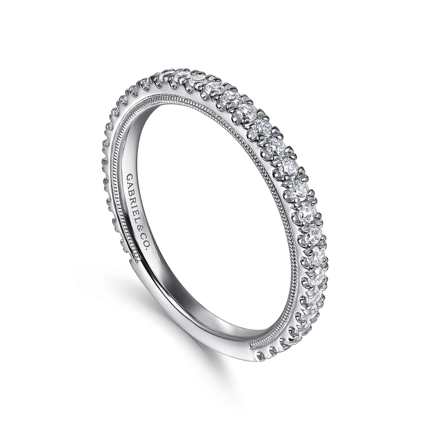 Diamond Wedding Band in 14K White Gold, photograph 3
