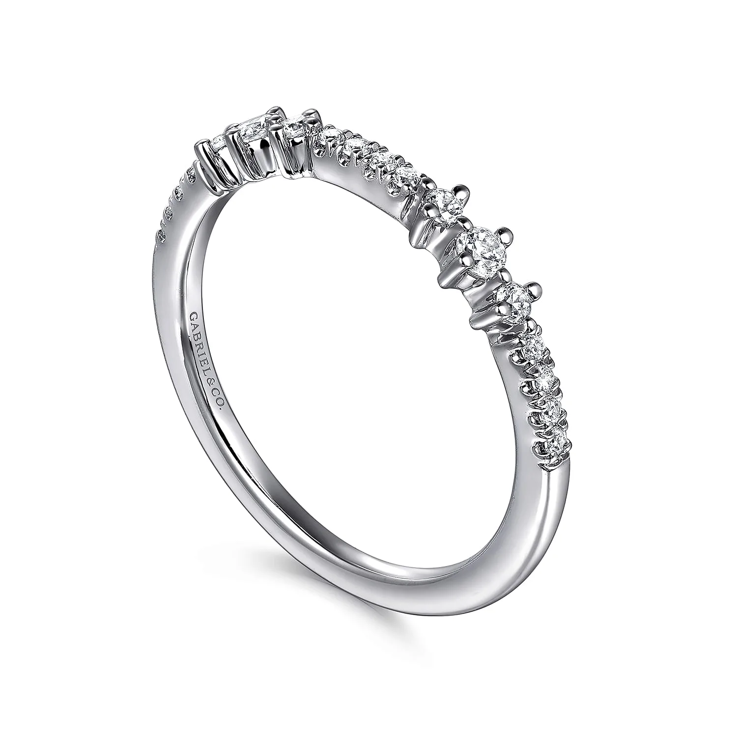 Diamond Wedding Band in 14K White Gold, photograph 3