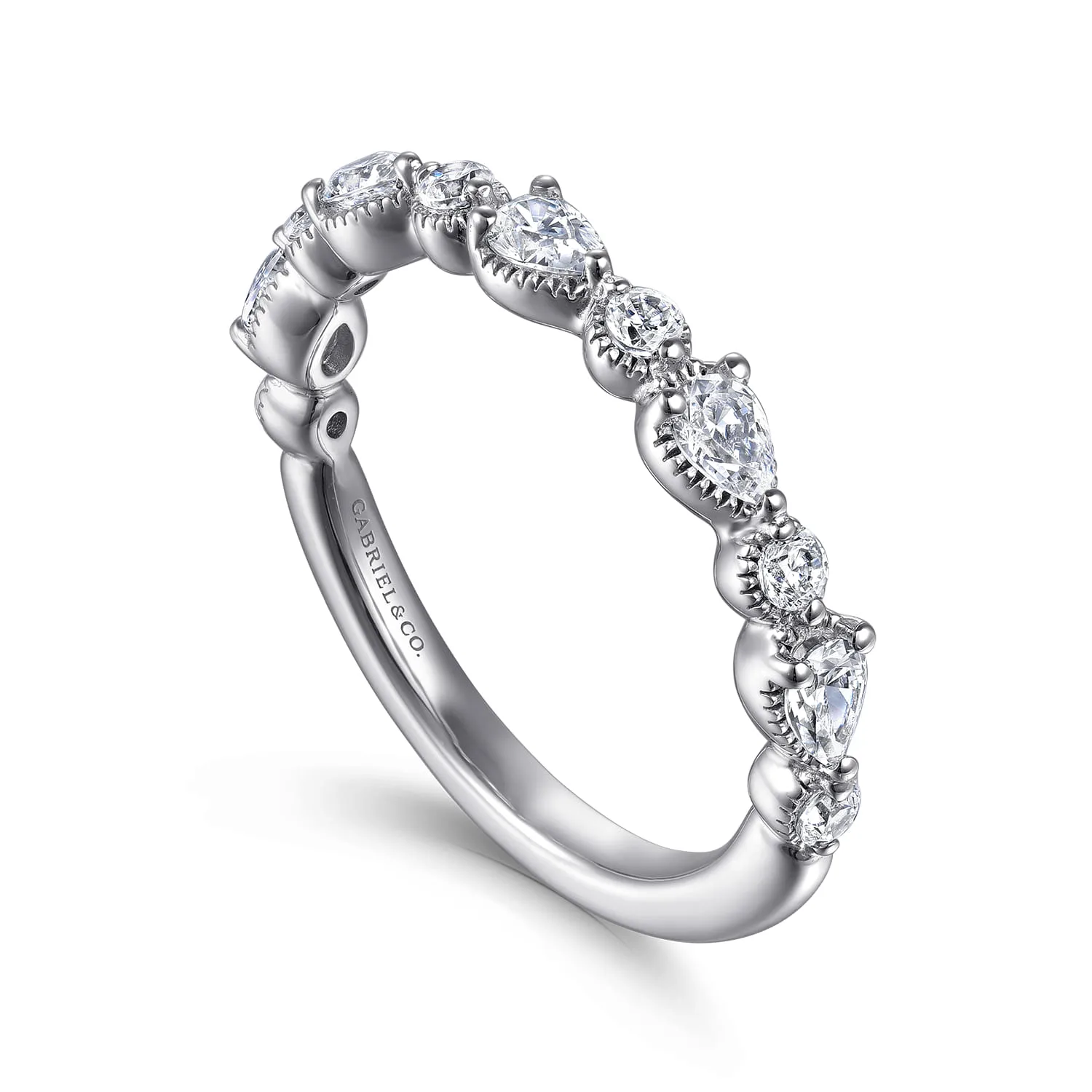 Diamond Wedding Band in 14K White Gold, photograph 3