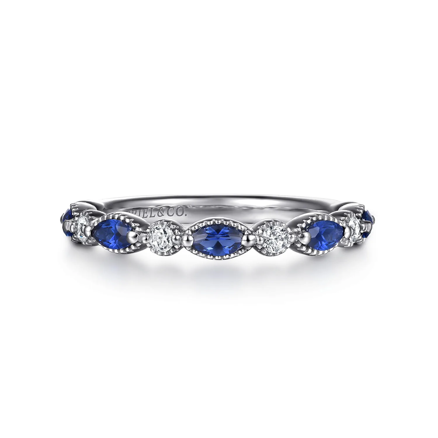 Sapphire and Diamond Wedding Band