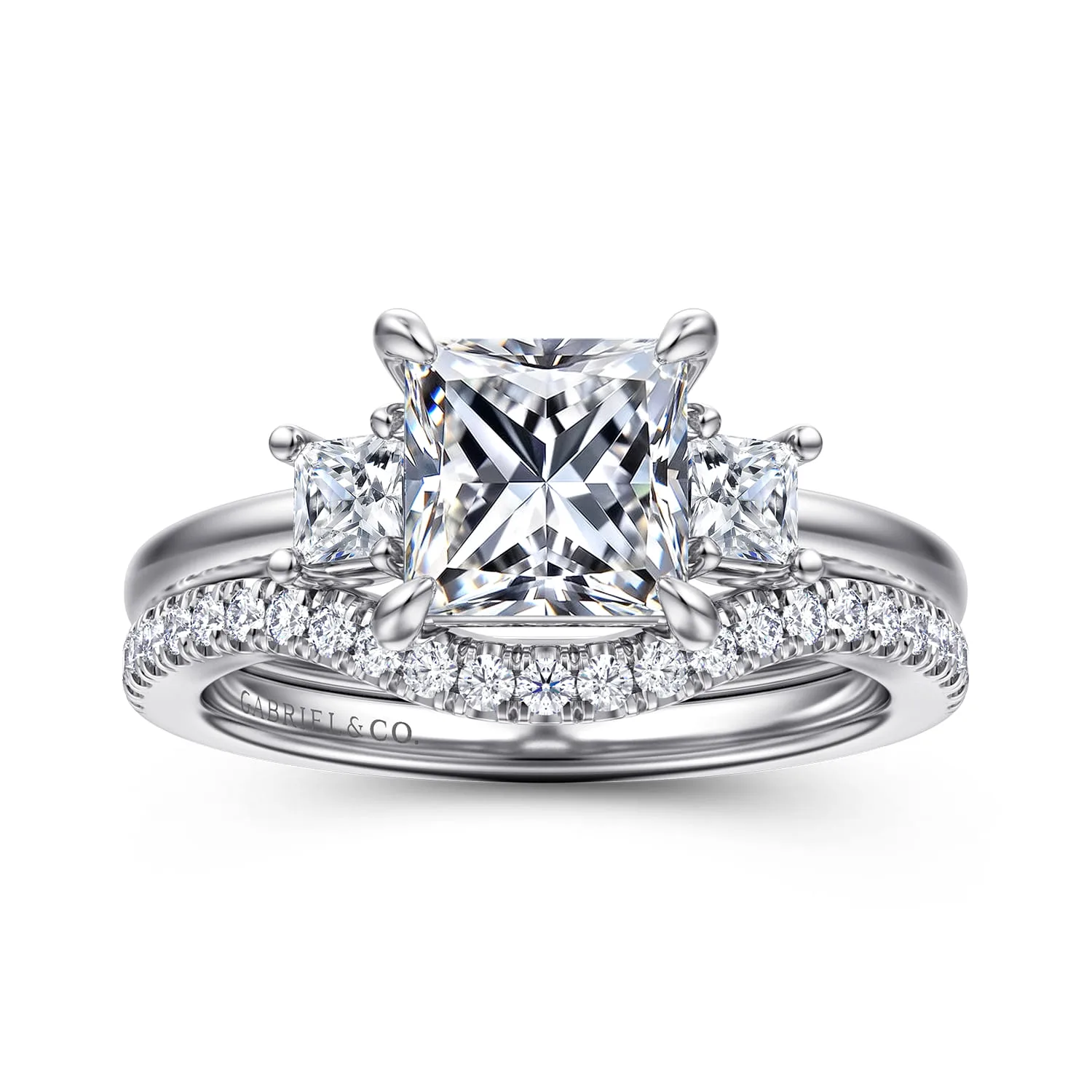 Diamond Matching Wedding Band in 14K White Gold, photograph 4