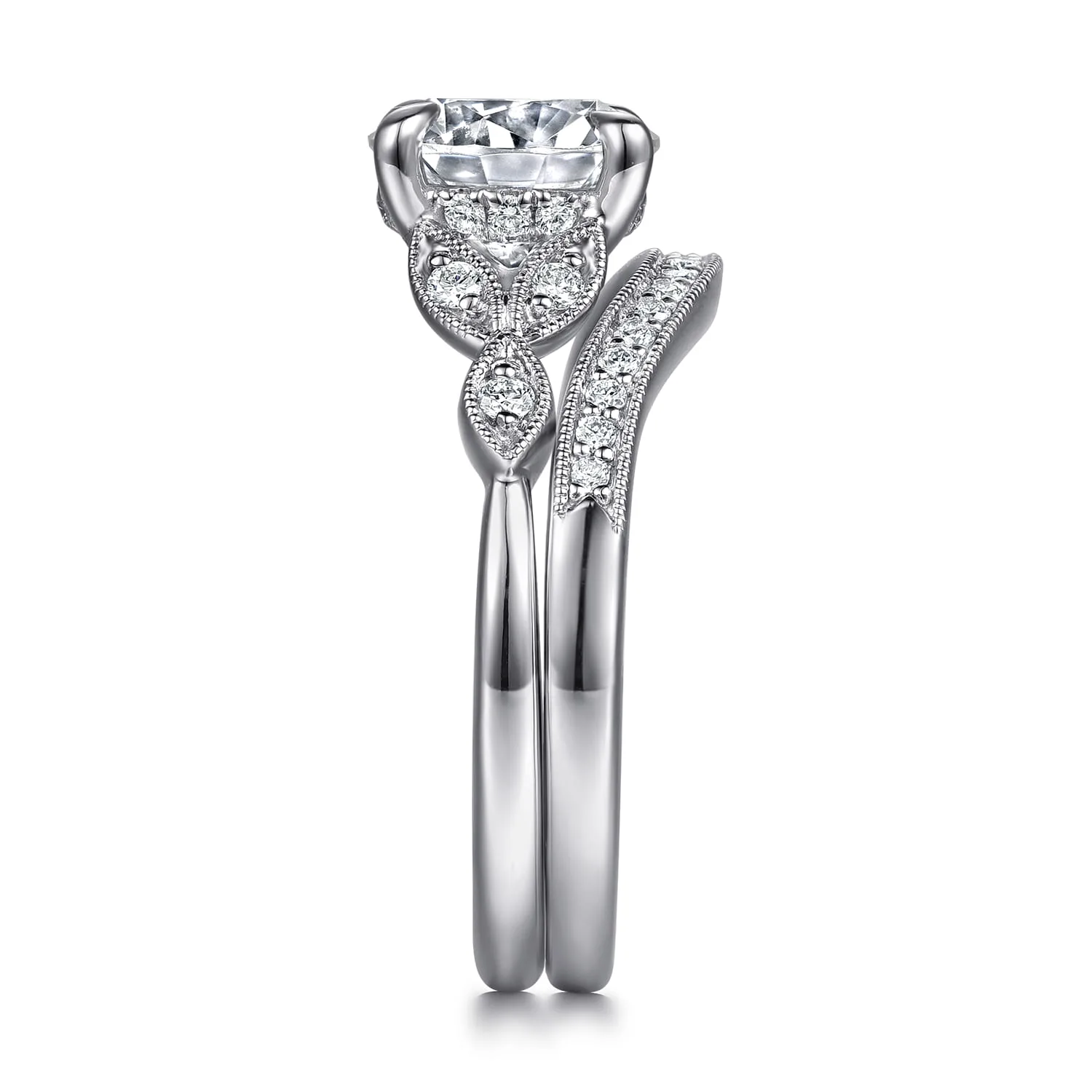 Diamond Matching Wedding Band in 14K White Gold, photograph 5
